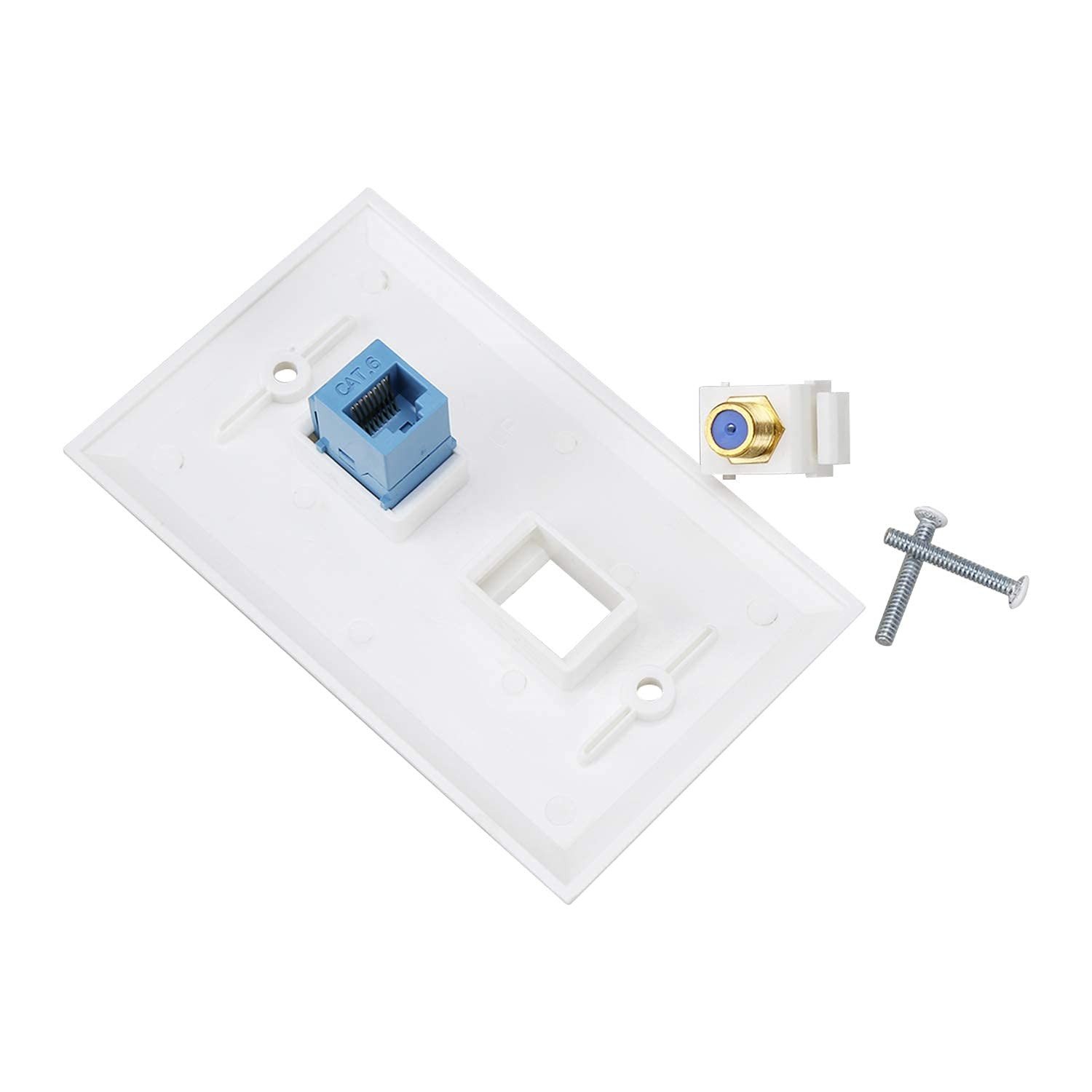 Ethernet Coax Wall Plate 2pack1 Cat6 Ethernet Port And 1 Goldplated Cable Tv Coa