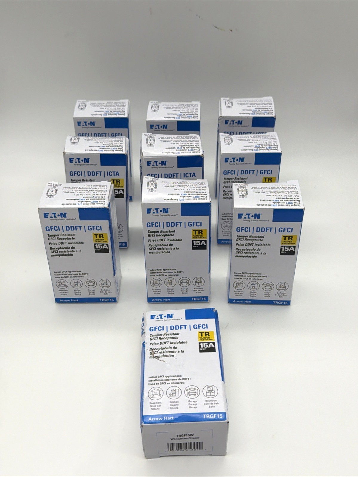 10 PCS NEW Eaton TRGF15W 15 Amp GFCI Self‑Test Tamper‑Resistant Receptacle 125 V