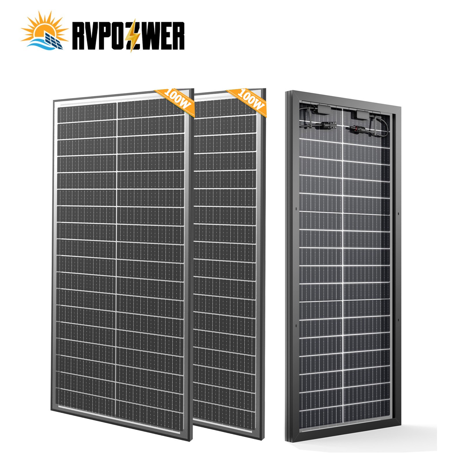 2Pack 100W Bifacial 200W Solar Panel Mono 18V 18BB N-Type PV Home RV Off Grid US