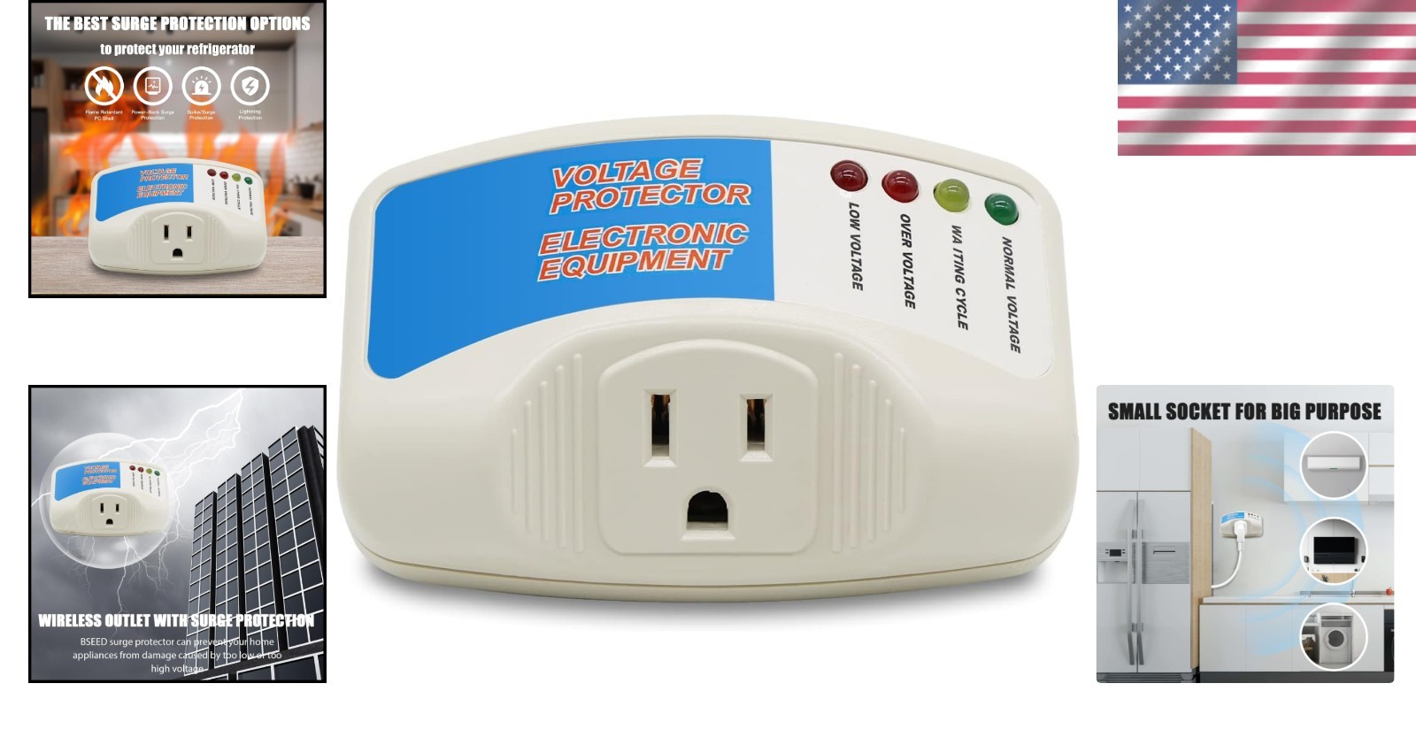 Durable Surge Protector Outlet – 1050 Joules Protection for Refrigerators & More