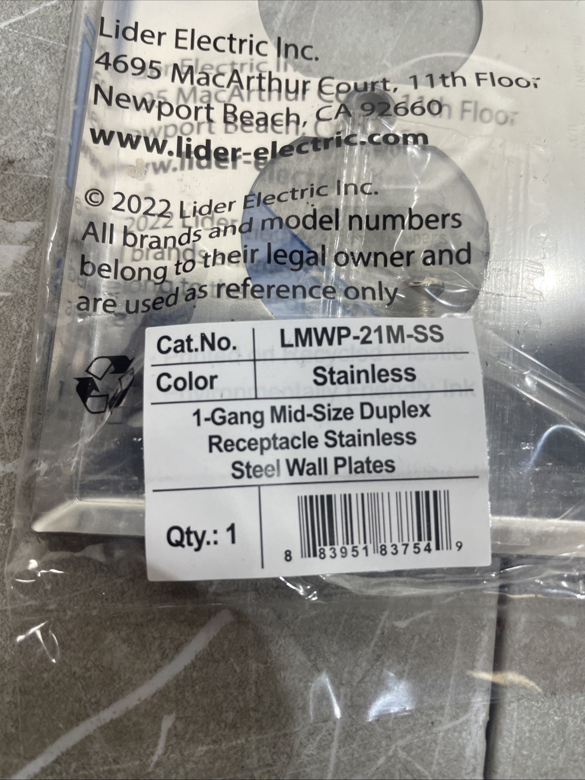 Duplex Receptacle Metal Wall Plate Impact and Corrosion Resistant Stainless 5pk