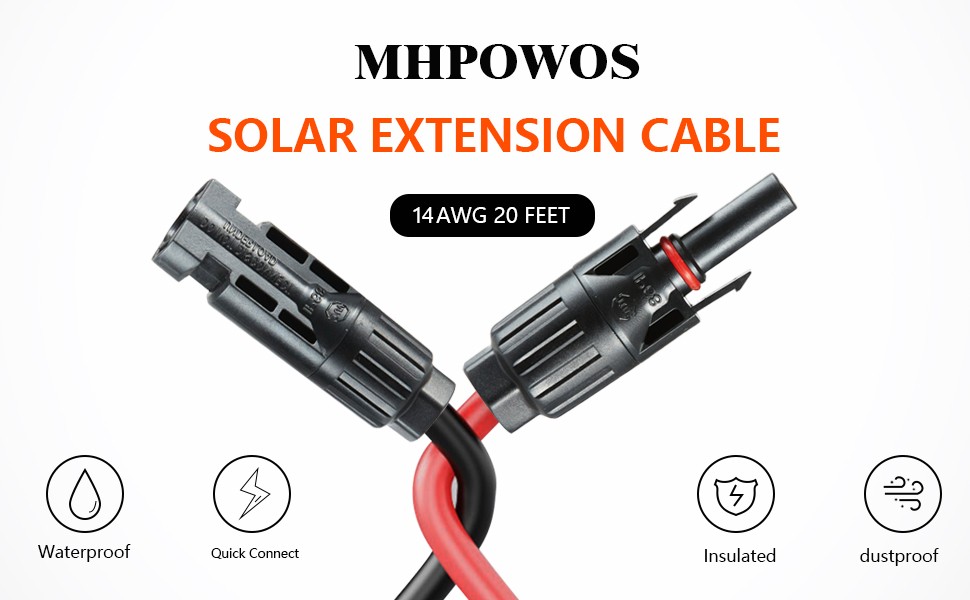 20ft solar panel Extension Cable 11ft 14AWG Solar to XT60 Connectors New 3 style