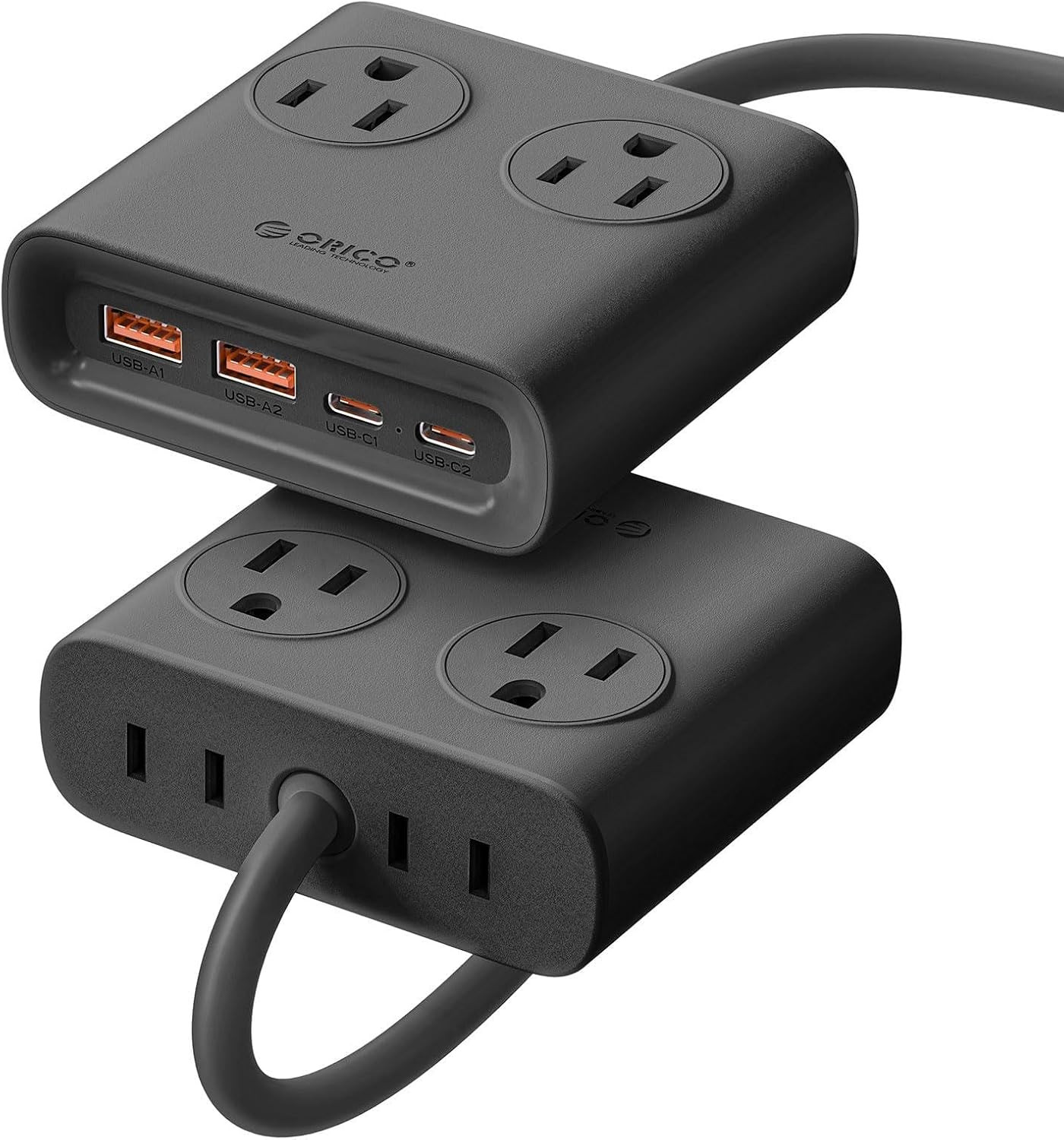 Power Brick, 25W Gan Power Strip, 8 in 1 Extension Cord with 4 AC Outlets and 2