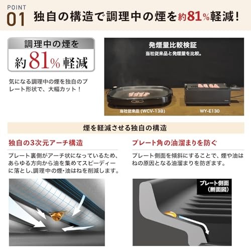 Peacock DINING Robata Electric Grill Compact Temperature-Controlled Tabletop Hot