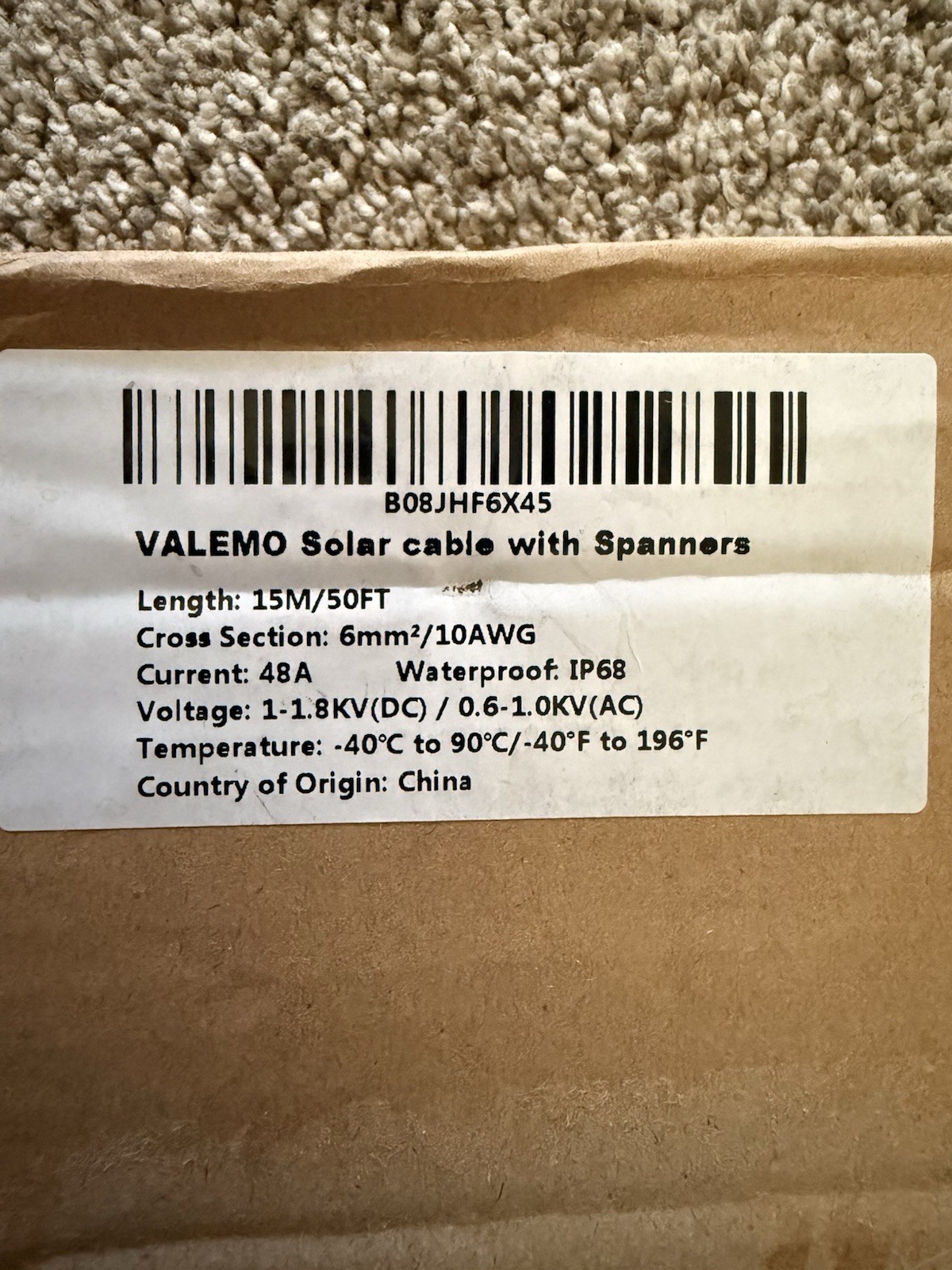 VALEMO Solar Cable 50 Feet 2×10 AWG 50 Feet Cable With Spanners