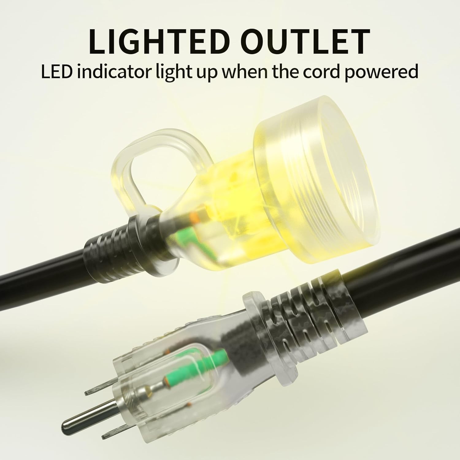 100ft Power Outdoor Extension Cord & Indoor – Waterproof Electric Drop Cord