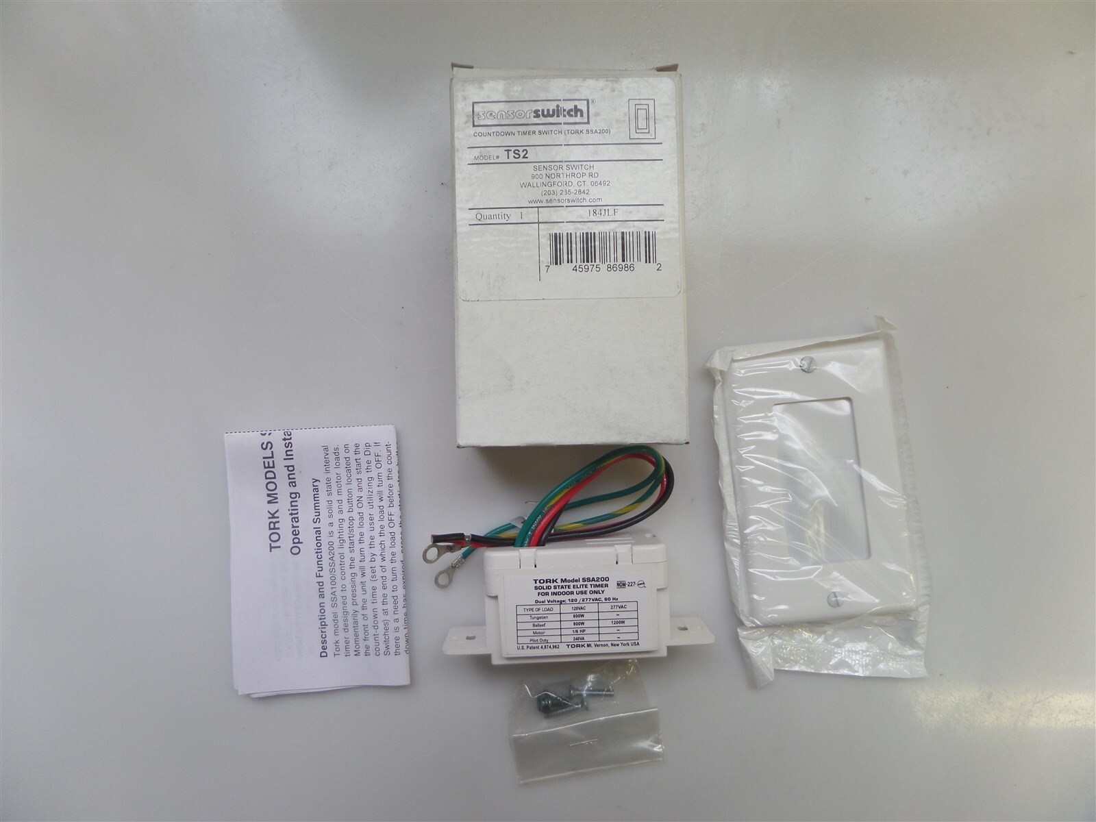 Tork Sensor Switch Model TS2 Countdown Timer Switch SSA200