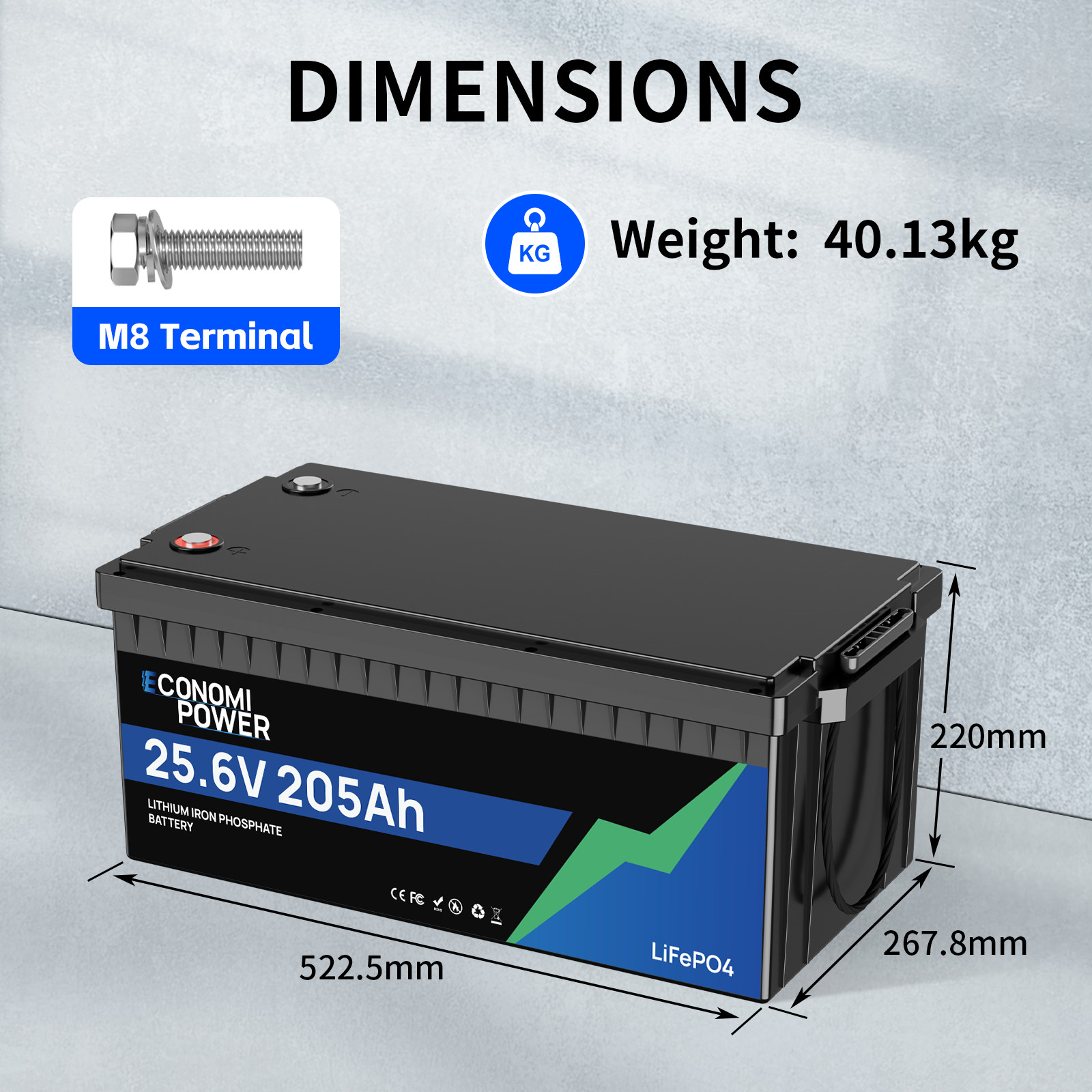 24V 205Ah LiFePO4 Deep Cycle Battery 5248Wh Bluetooth 200A BMS | Solar RV Marine
