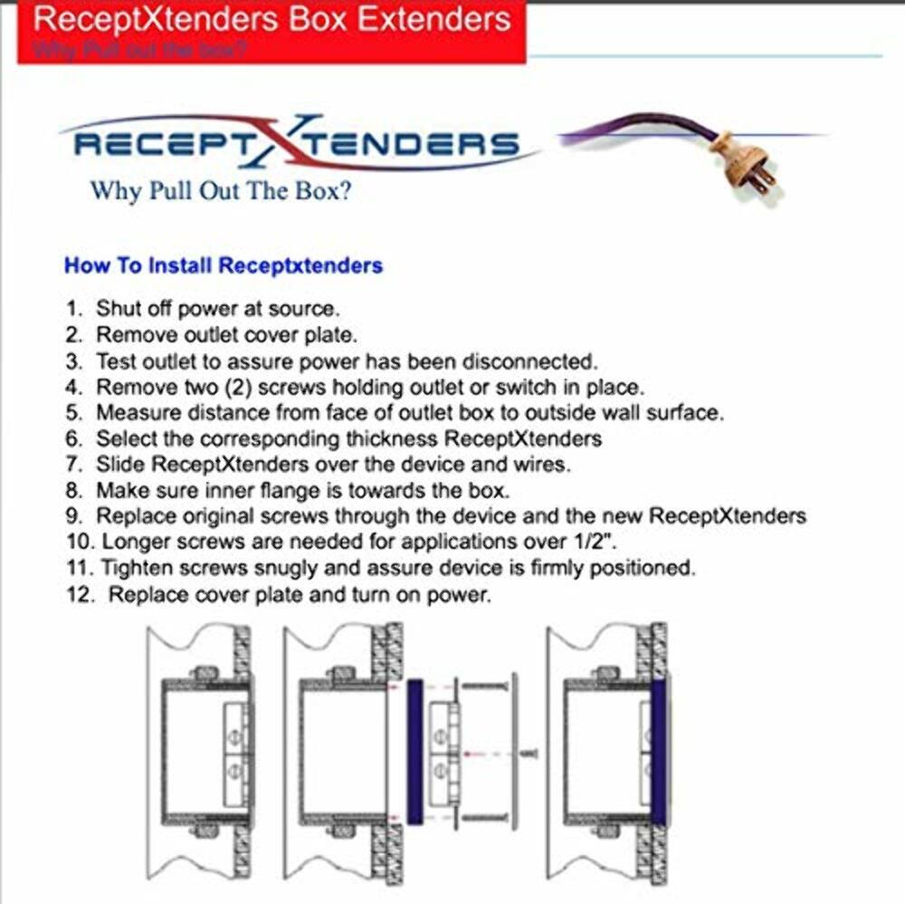 1/2″ Two Gang (one) ReceptXtenders Receptacle Outlet Box Extender, Electrical Ou