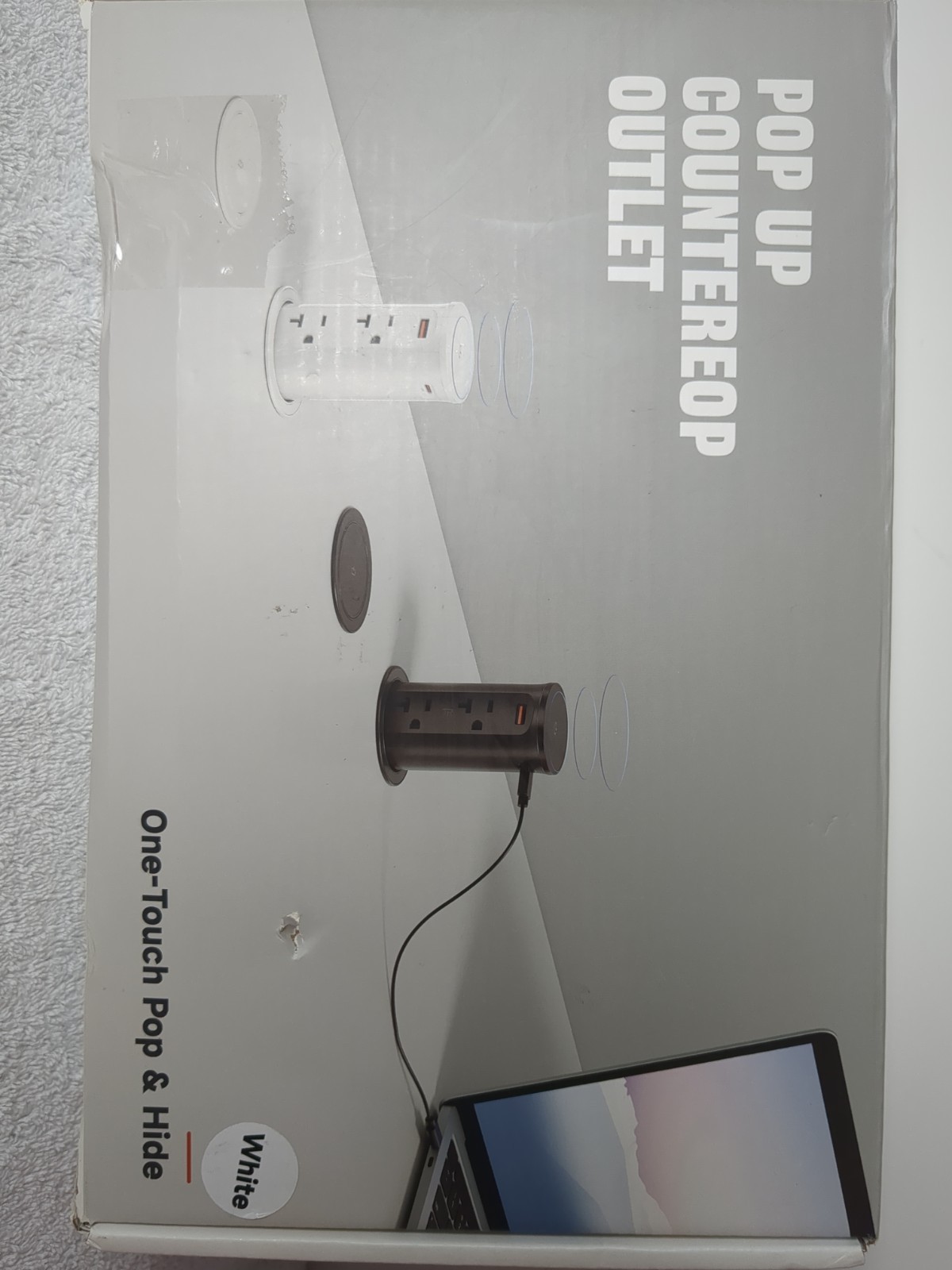 Pop up Countertop Outlet,2.5in Hole Desk Grommet,WhitePD 20W USB C,4 Outlets…