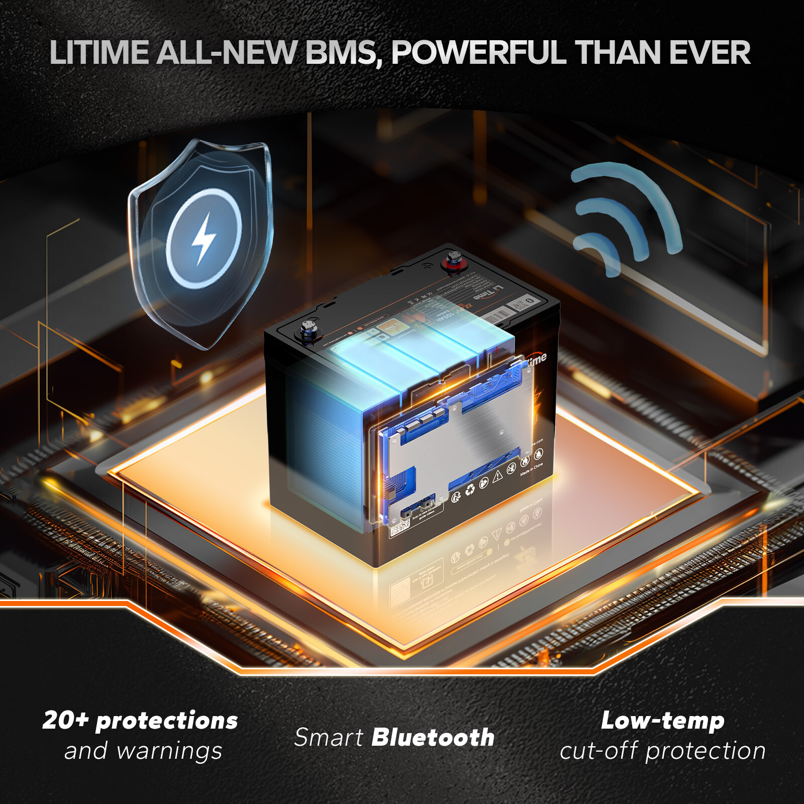 Litime 12V 100Ah Smart Group 24 LiFePO4 Lithium Battery For RV Solar-Refurbished