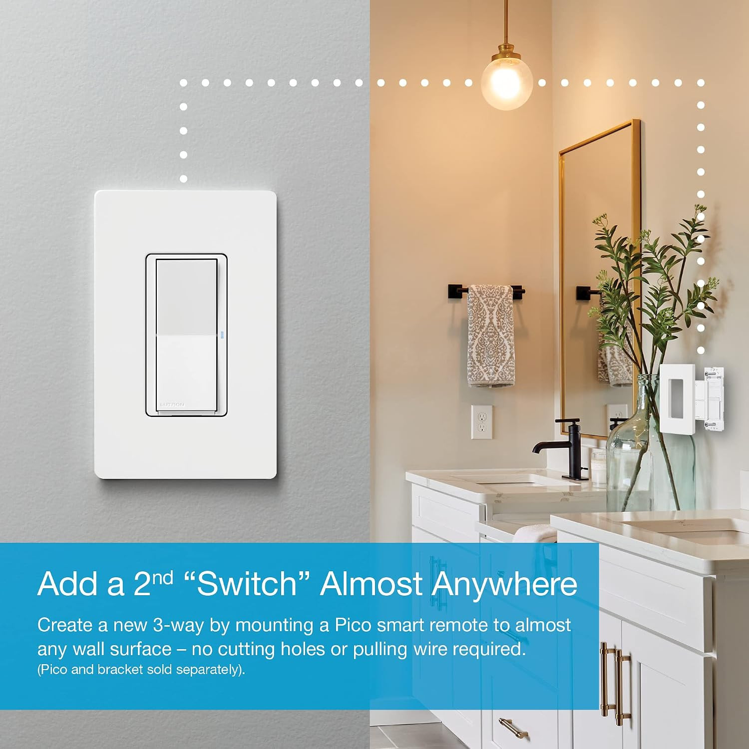 Lutron Claro Smart Light Switch for Caseta Lighting, for LED Lights, Fans, 5 Amp
