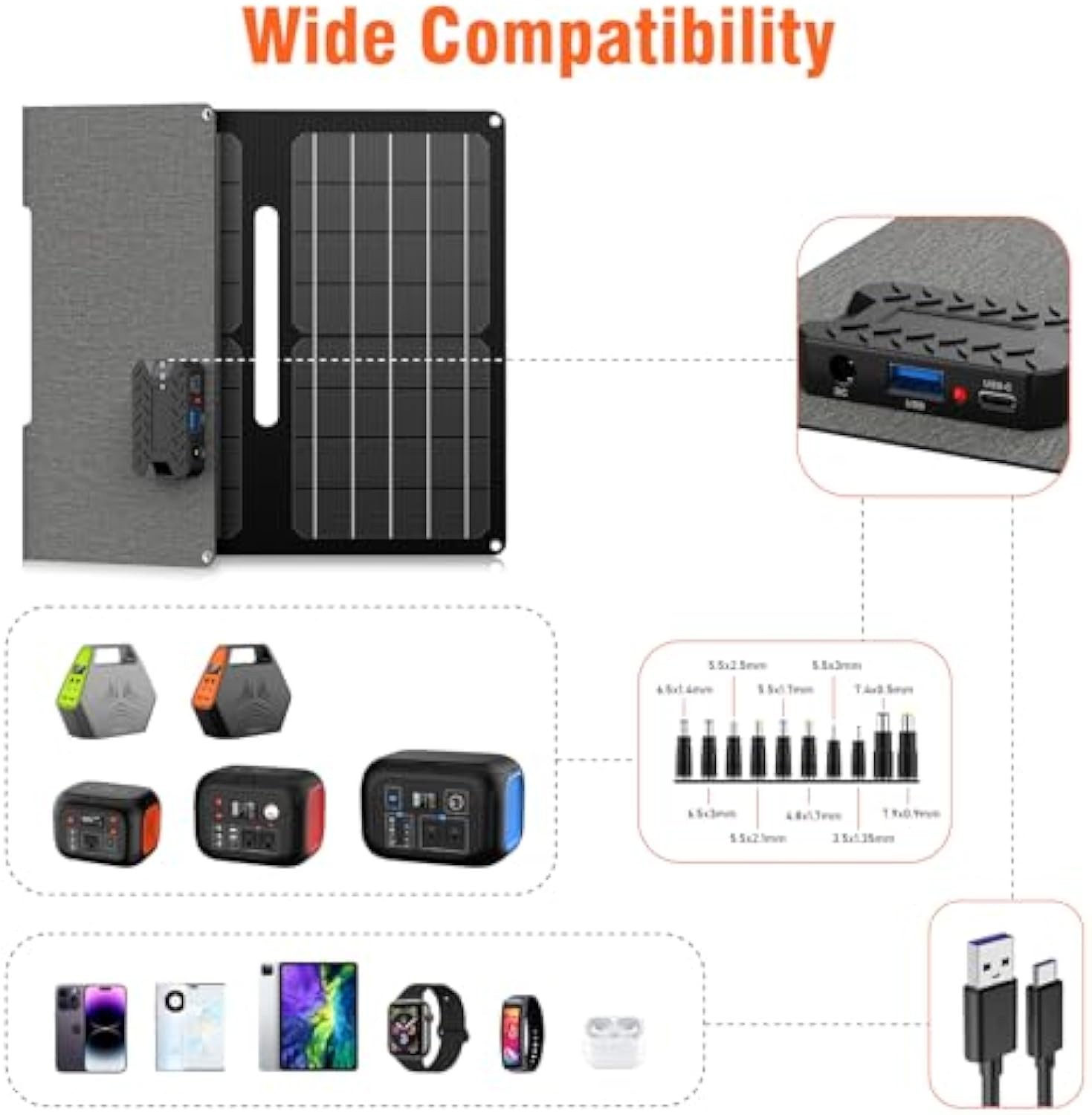 Open Box 30W Solar Charger Foldable Solar Panel for Power Station