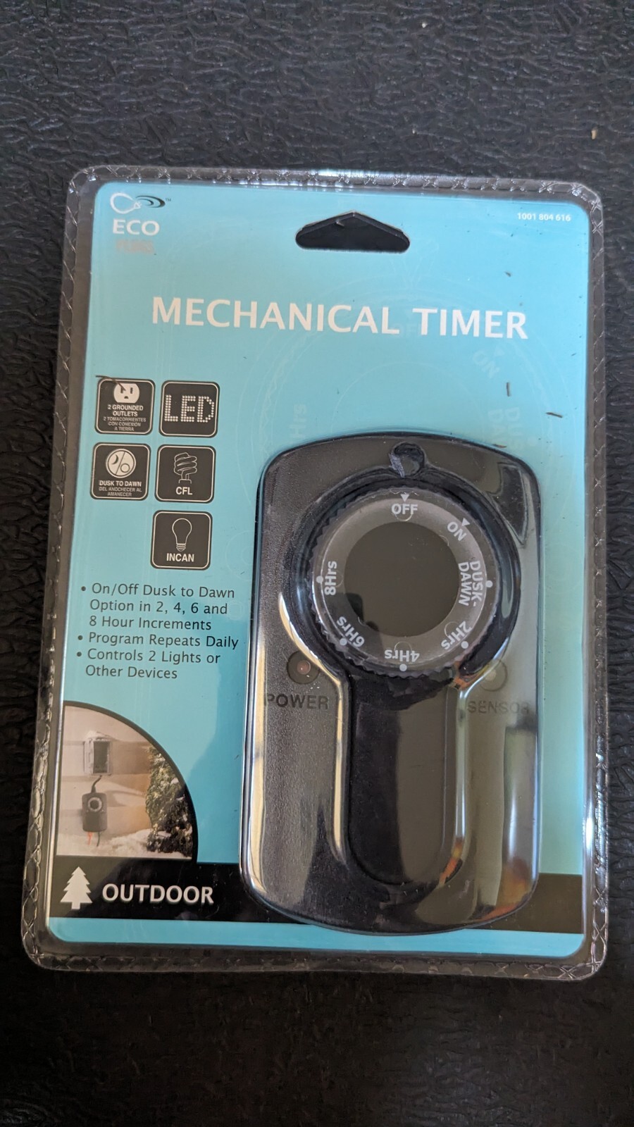 ECO Plugs Mechanical TIMER OUTDOOR 1001 804 616 / 2 4 6 8 Hr. Dusk/Dawn 2 OUTLET