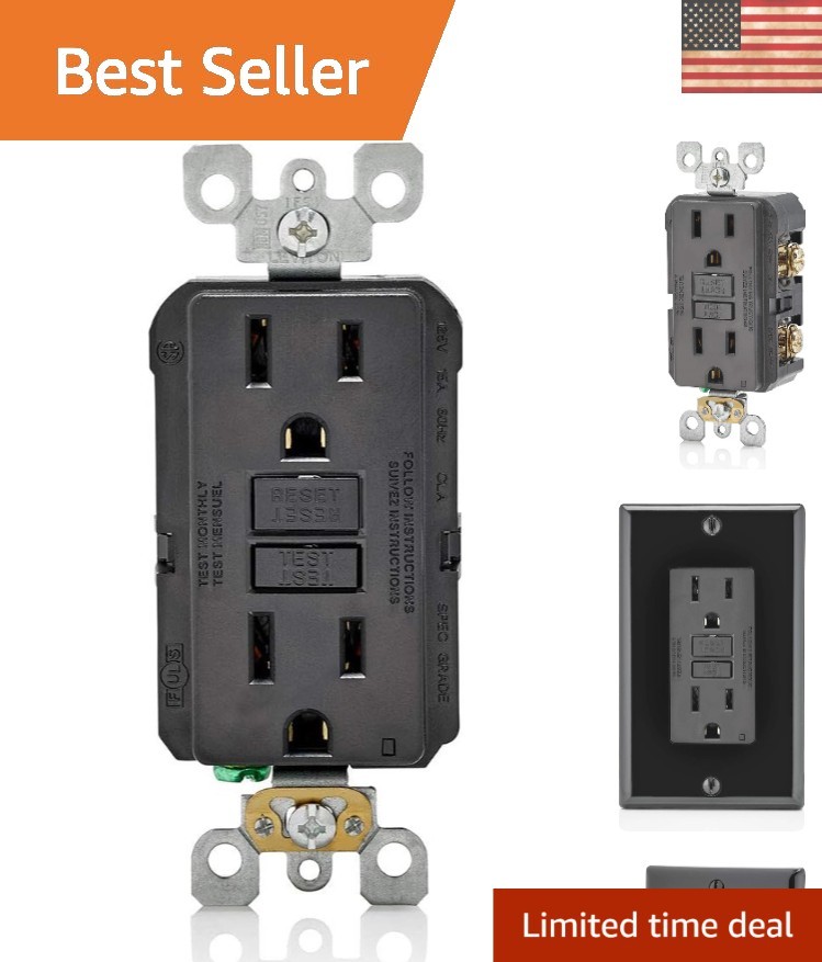 15 Amp GFCI Outlet with Self- & LED Indicator – Electric Shock Protection