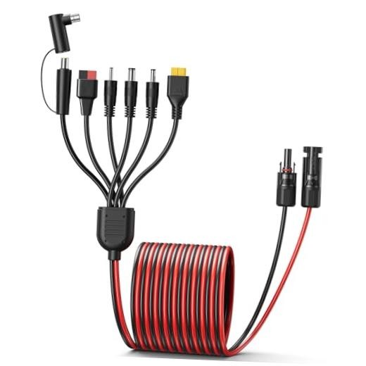 7-in-1 Solar Panel Adapter Connectors,3.6 Feet Universal 12AWG MC4 Cable to DC