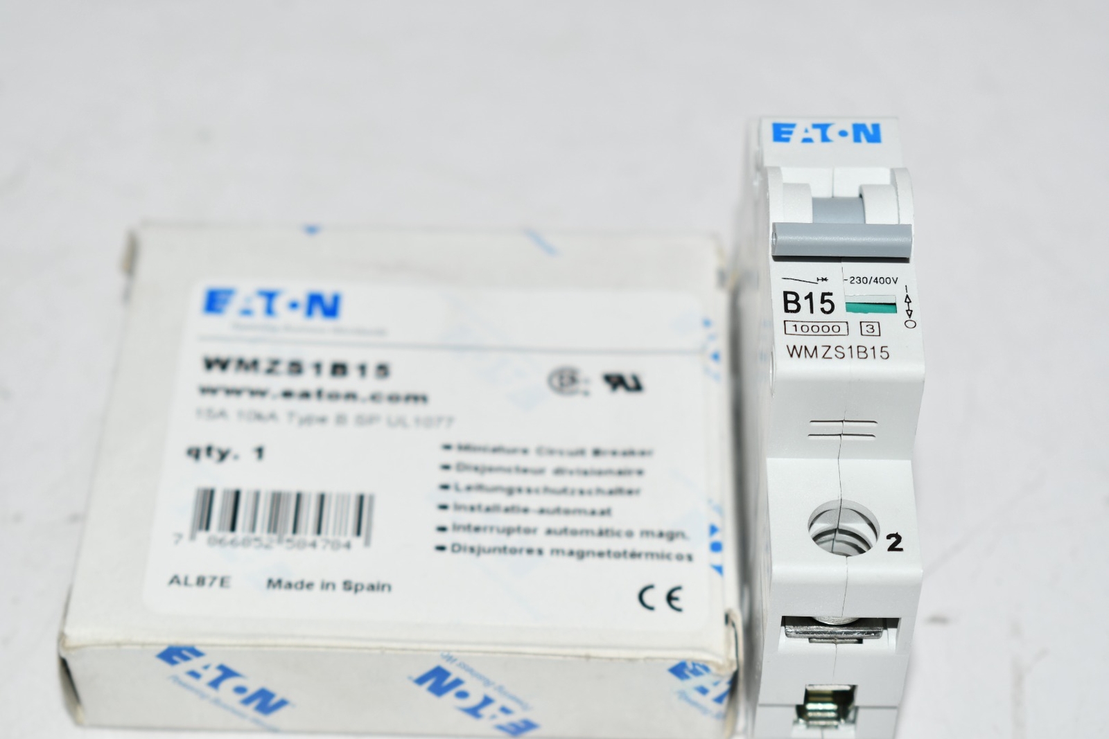 NEW Eaton Cutler Hammer WMZS1B15 CIRCUIT BREAKER, UL1077 MCB 15 AMP B CURVE 1 PO