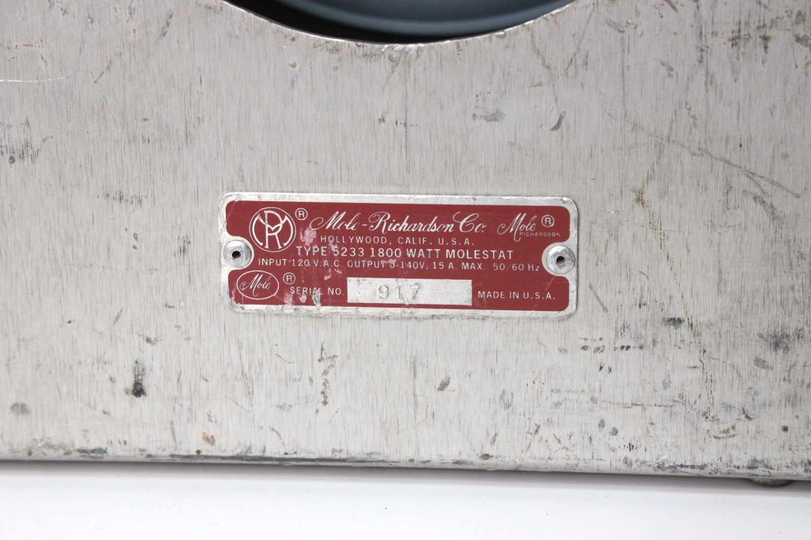 Mole-Richardson Molestat 1800 Watt AC Dimmers, TYPE 5233/140V. 15 A.