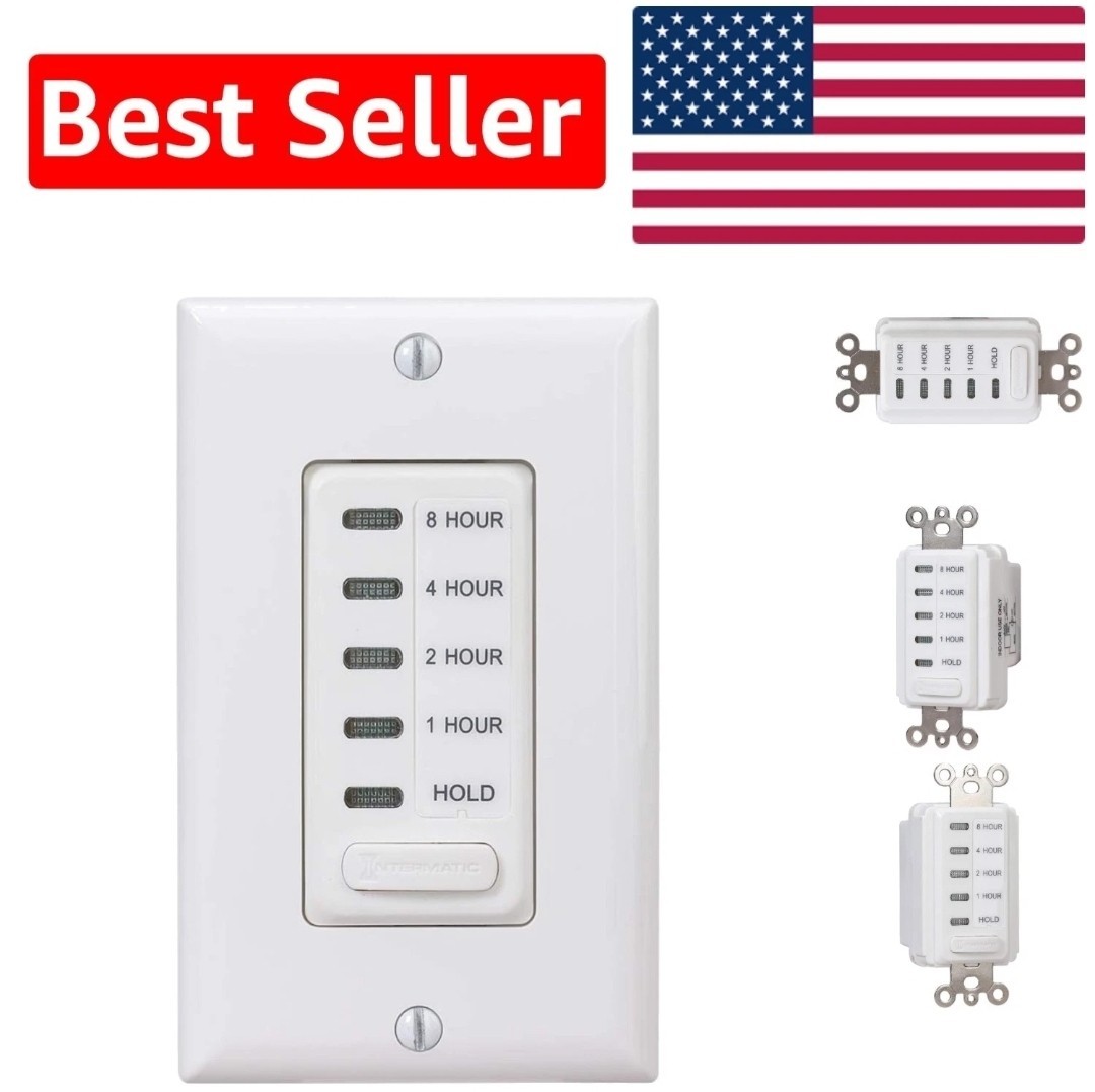 WHF EI220W-1 1/2/4/8 Hour SPST 1800-Watt In-Wall Countdown Timer White Quietcool