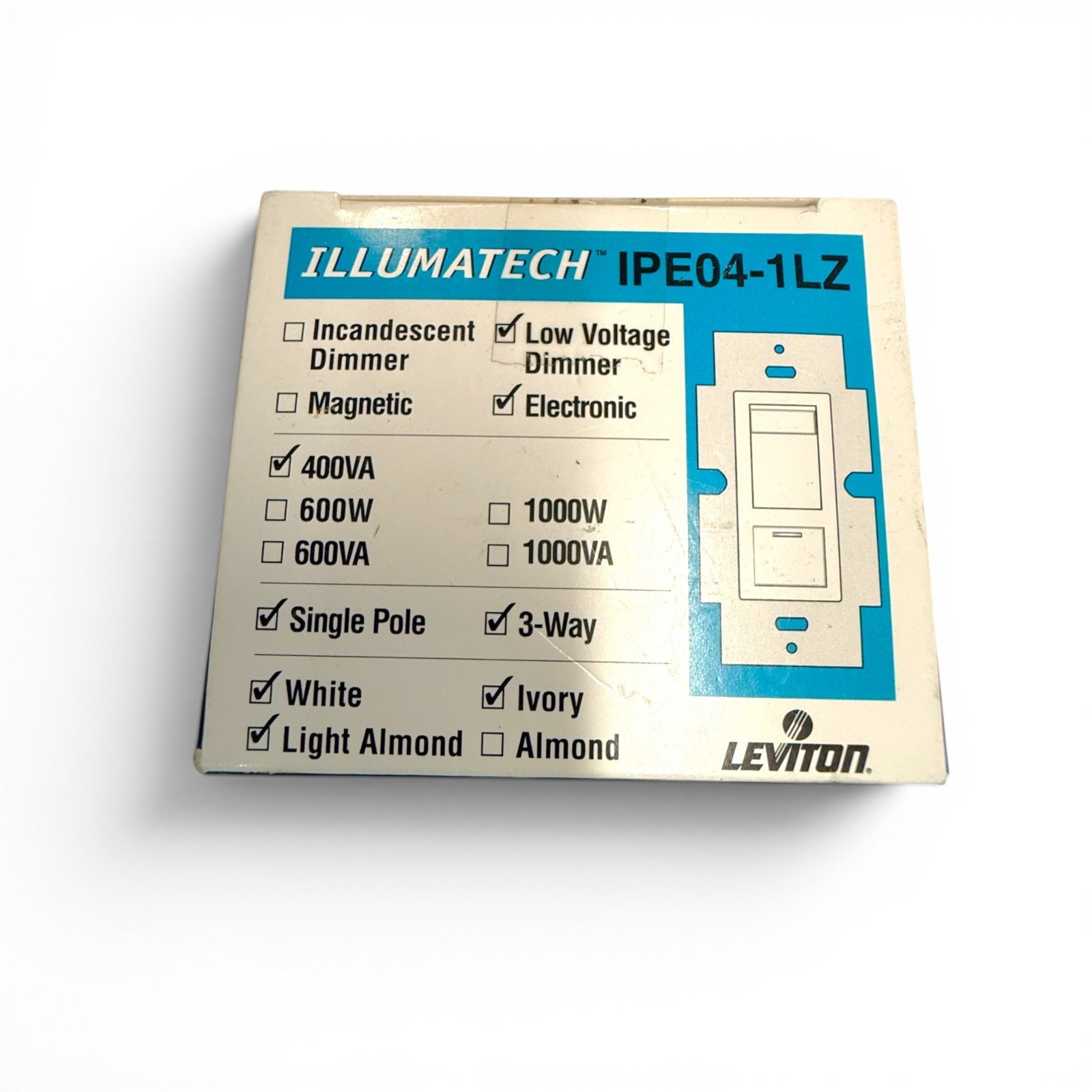Leviton IPE04-1LZ Illumatech Electronic Low Voltage Slide Dimmer – New