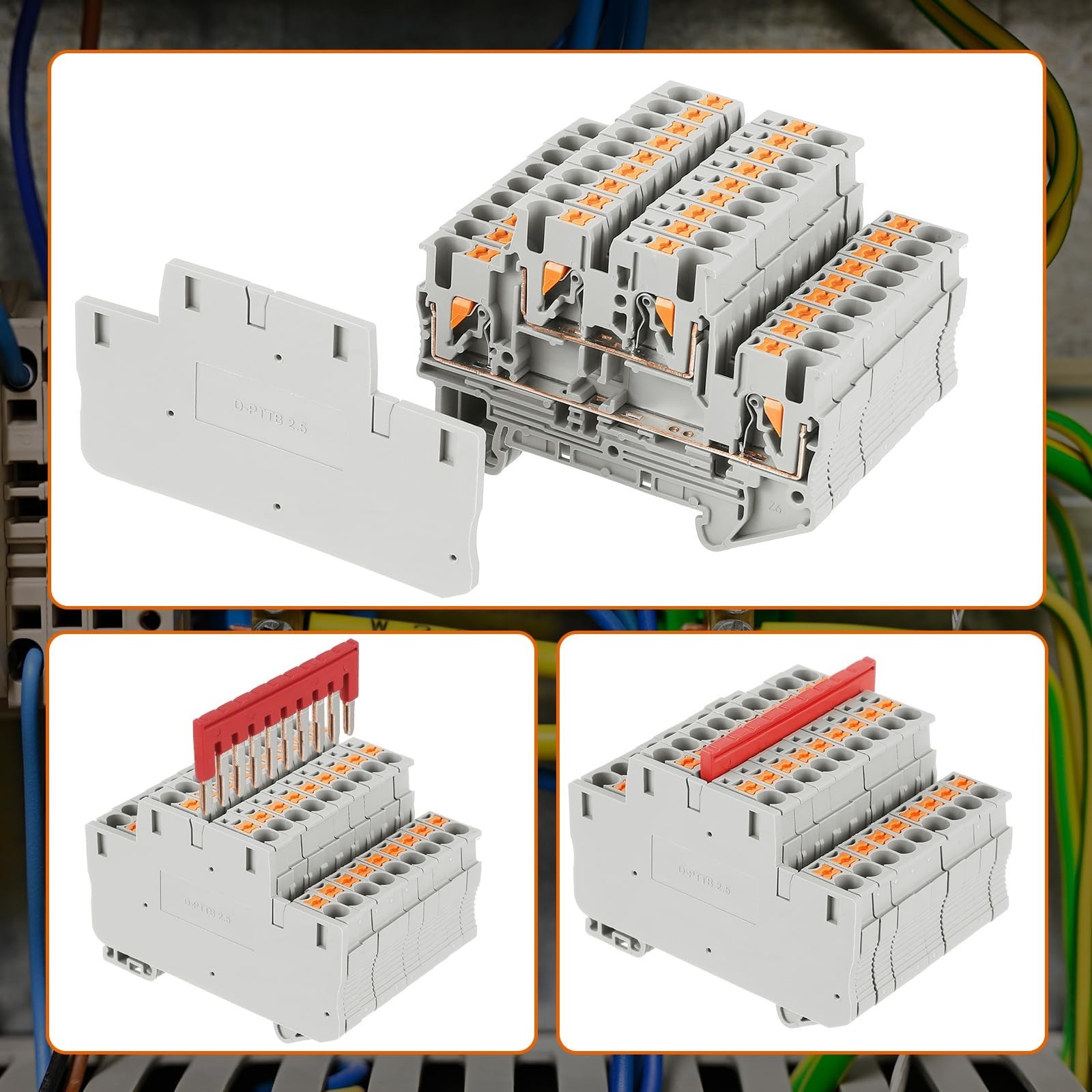 DIN Rail Terminal Block Twin Spring Terminal Connectors Push in Type PT Screw…