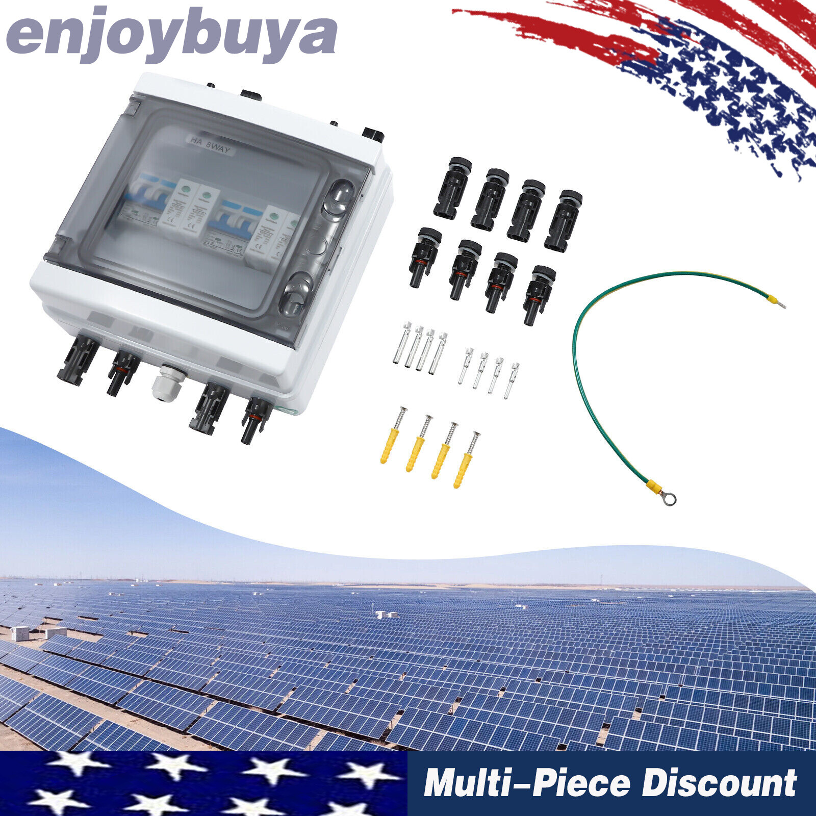 2 Strings Solar Combiner Box with Manual Disconnect and Surge Protection