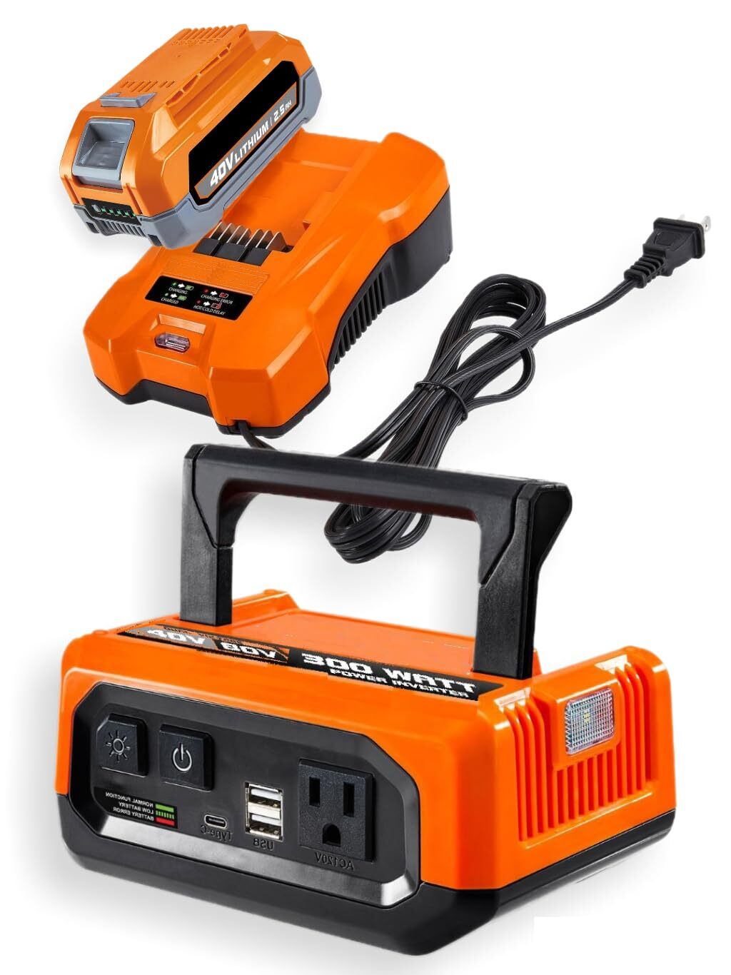 New! Fits Atlas 40V, 300 Watt Battery-Powered Inverter Kit with 300W Inverter,