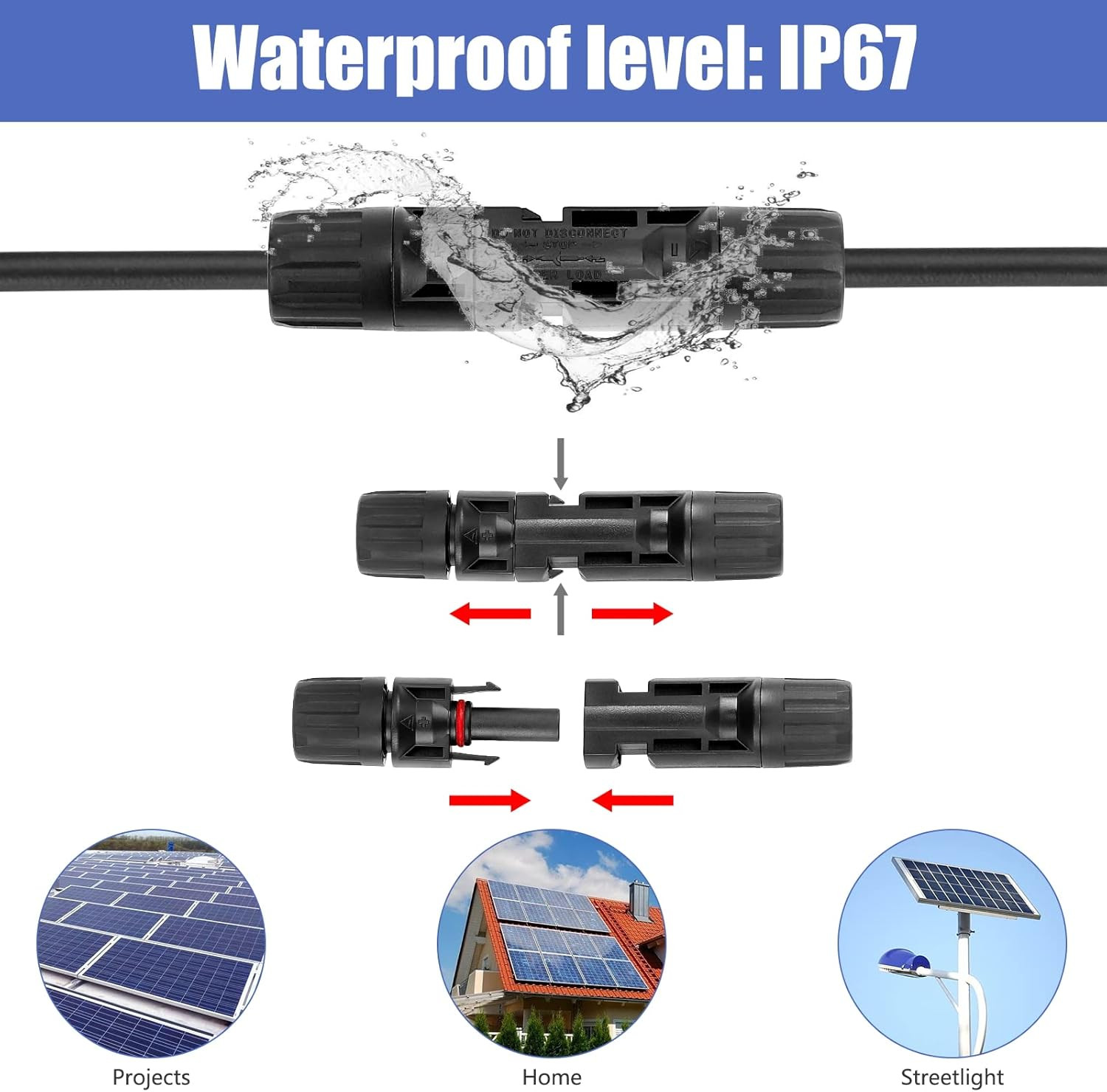 10/20/50/100 Pairs Male Female Solar Cable Connectors For DIY Solar Panel US