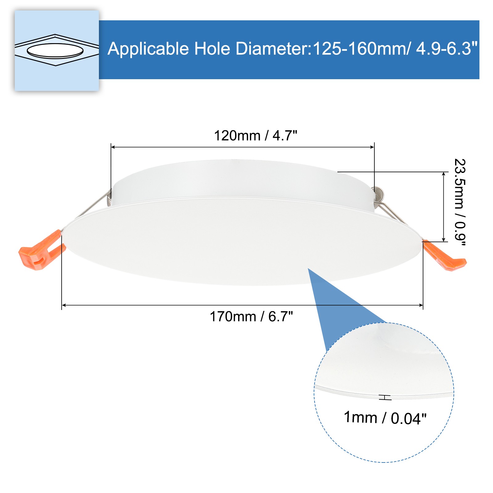 6.7″ Metal Ceiling Cover Plate Suitable for 4.9-6.3″ Round Hole White