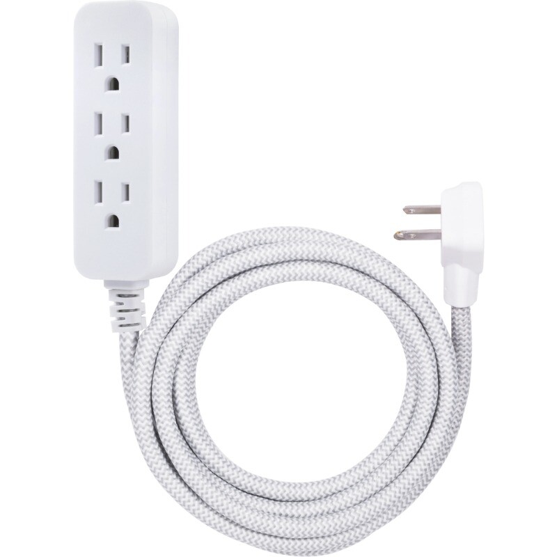 New Cordinate 10ft. 3-Outlet Extension Cord, White/Gray – 39624