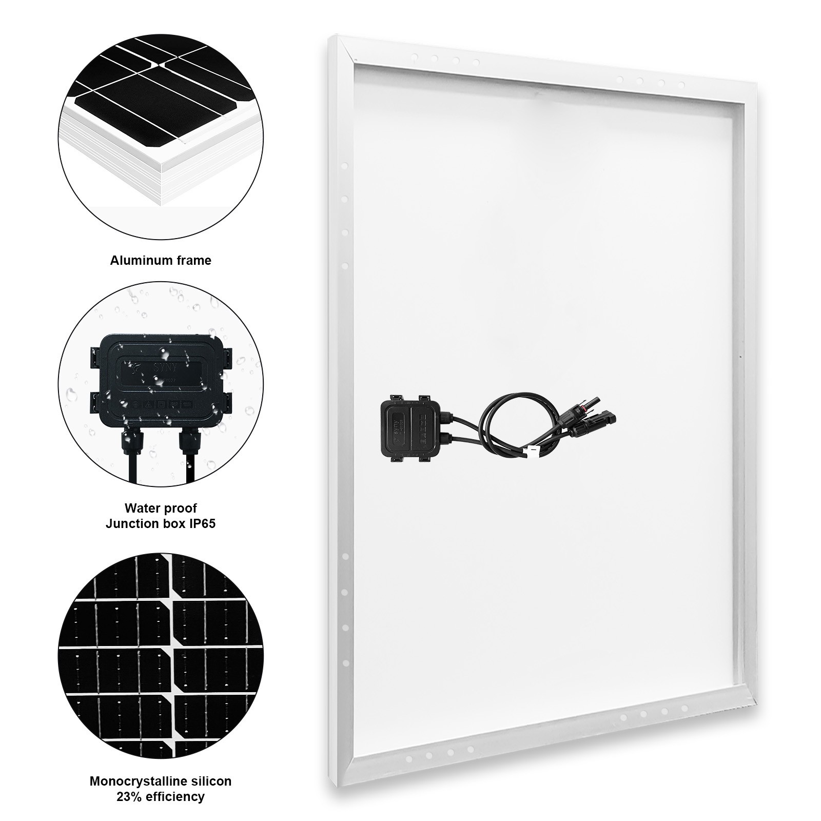 PFCTART 100w 12v Monocrystalline Solar Panel RV Camping Home Garden Off Grid