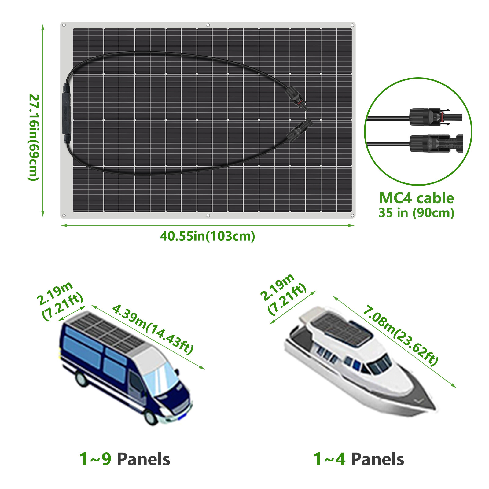 Monocrystalline Solar Panel Pallet of 2*150W RV Camping Off Grid Caravan Boat US