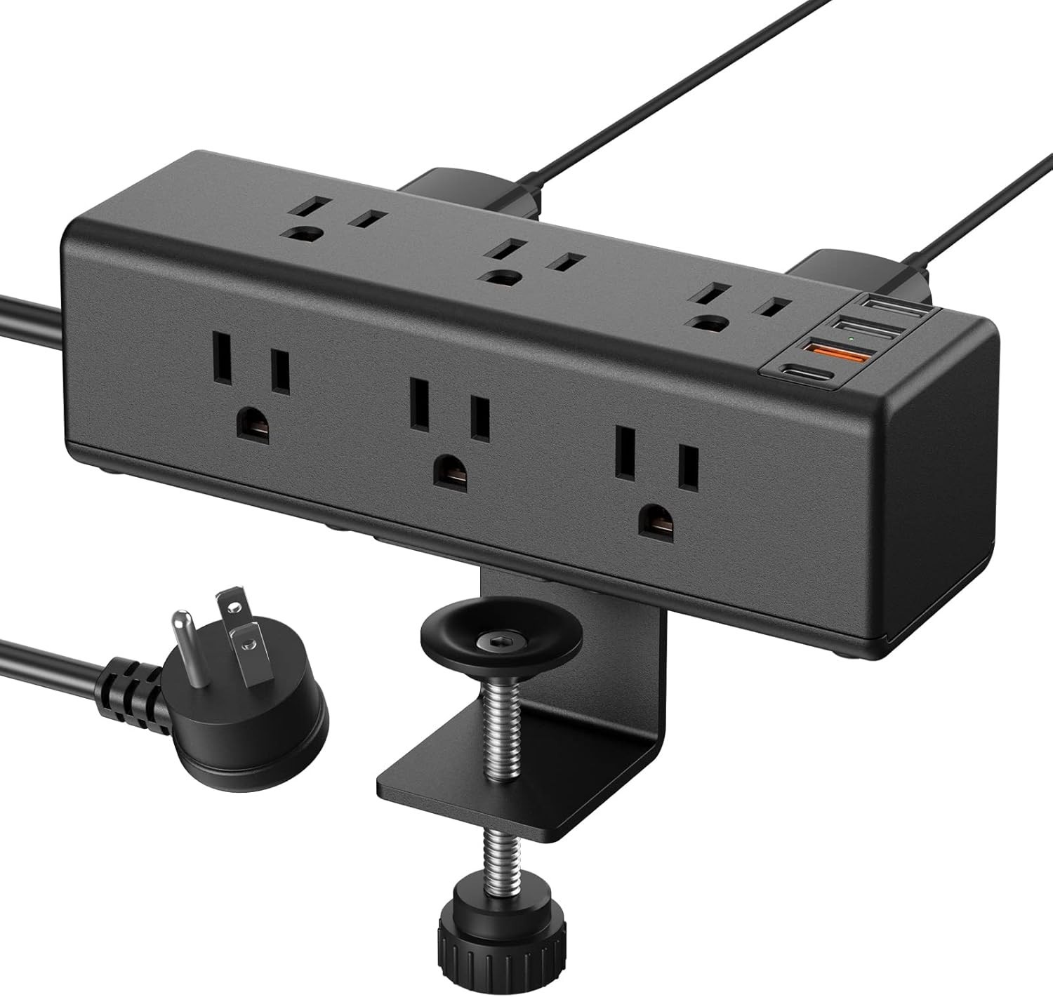 Desk Clamp Power Strip with 9 Outlets Desktop Edge Mount Surge Protector 6 FT