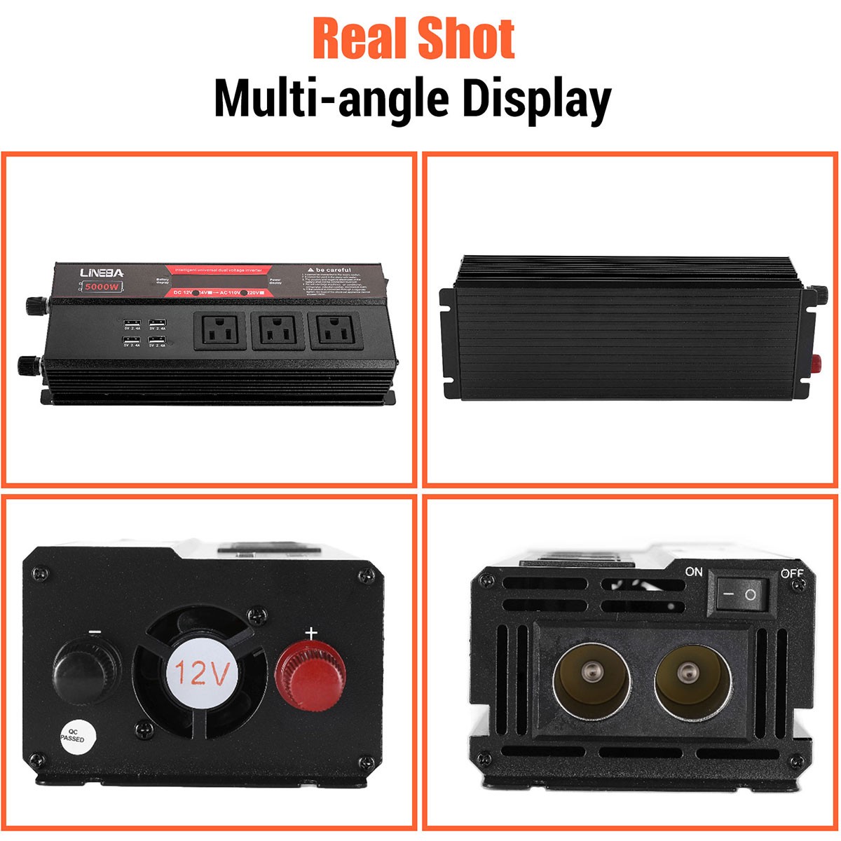 1500W 2500W 5000W Car Power Inverter 12V to 110V Converter 3AC 4USB LCD Display