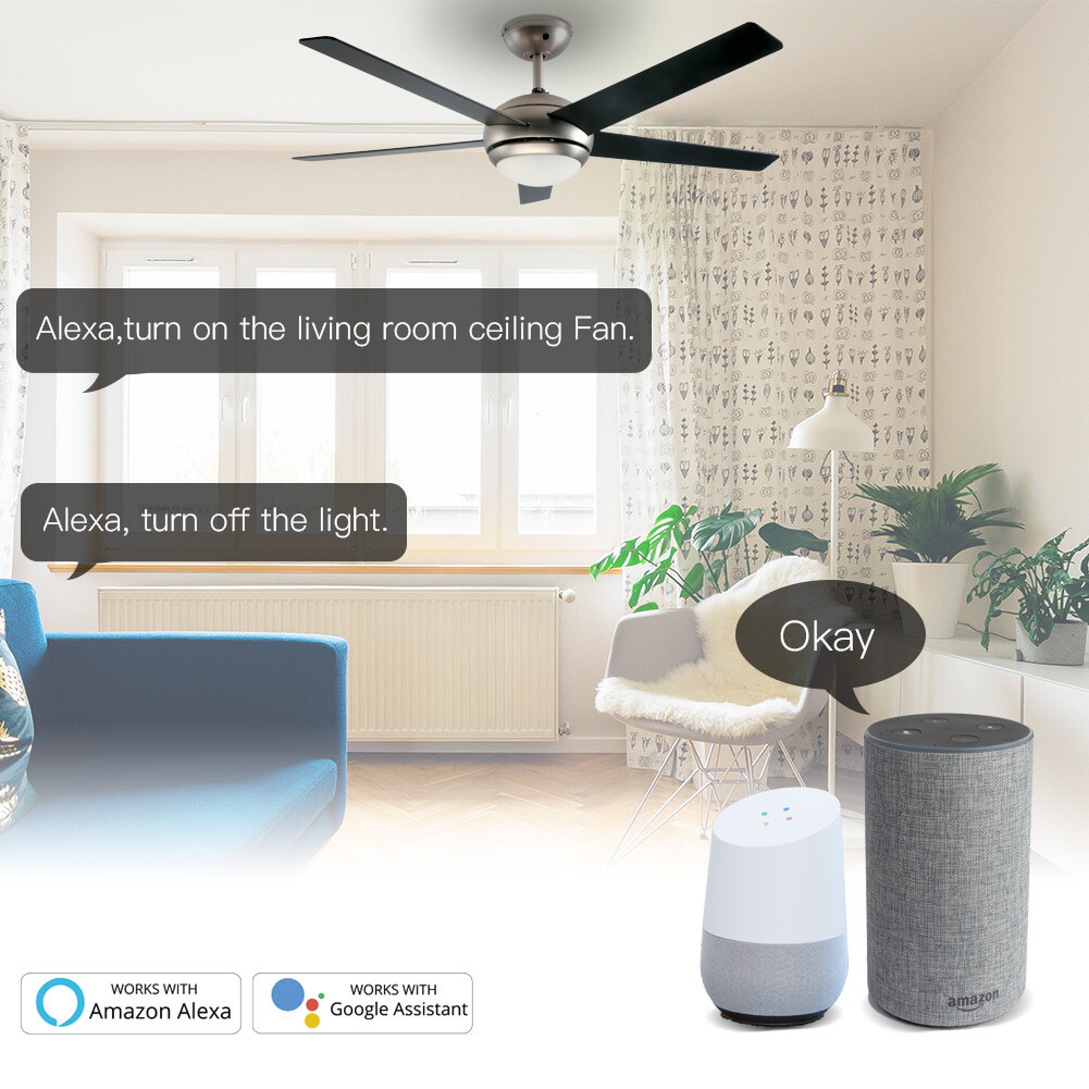 MOES Smart Ceiling Fan Light Switch WiFi RF Wall Touch Panel Alexa Google APP