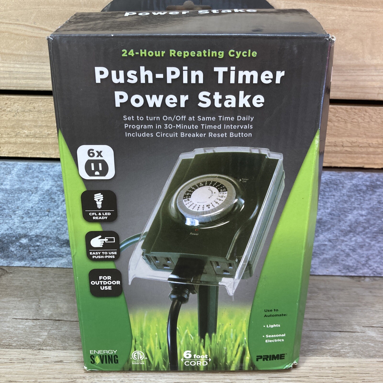 Outdoor Power Stake Timer 7 days Waterproof 6 Grounded Outlets Weatherproof