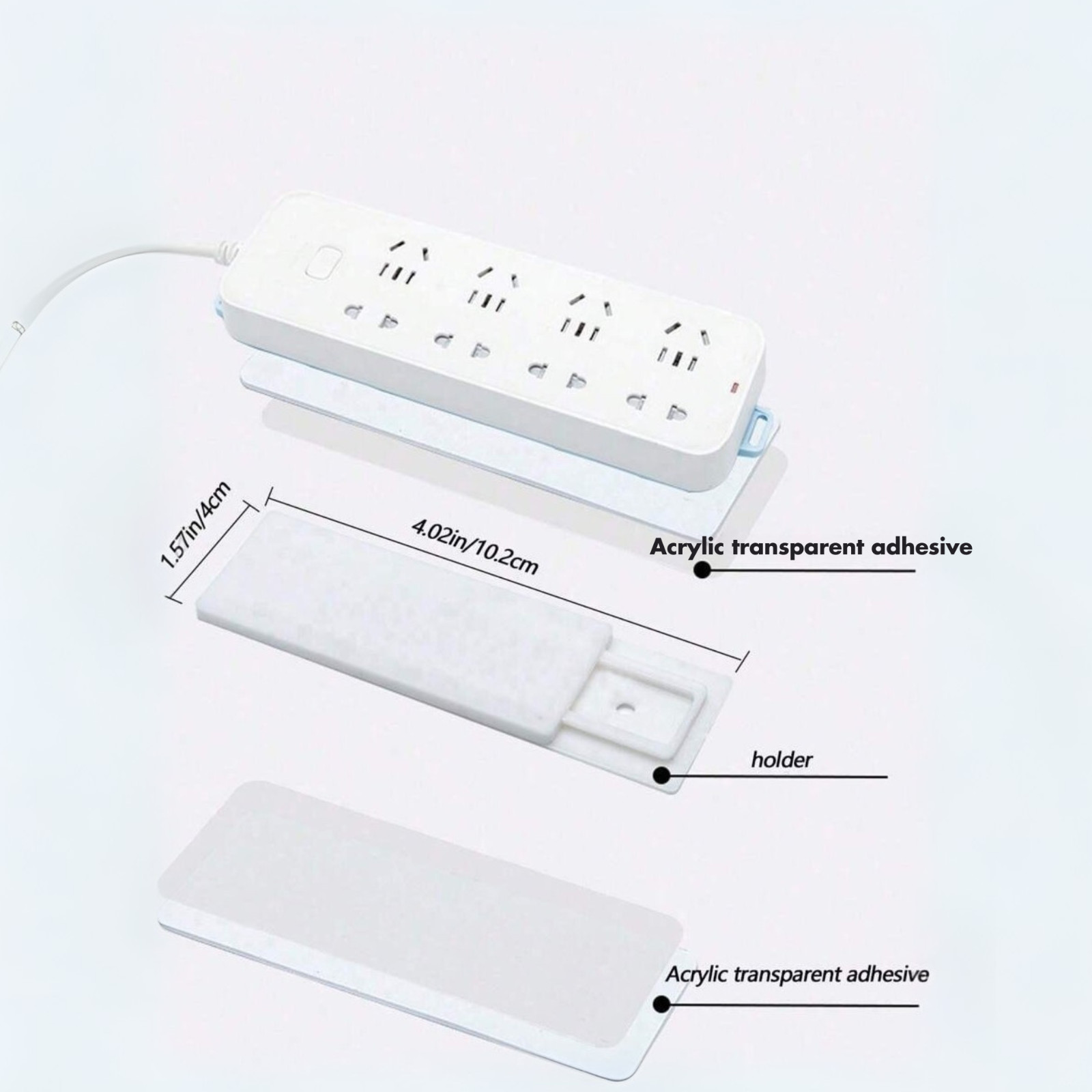 1 pc Power Strip Holder Self Adhesive Wall Mount No Drilling Required Punch Free
