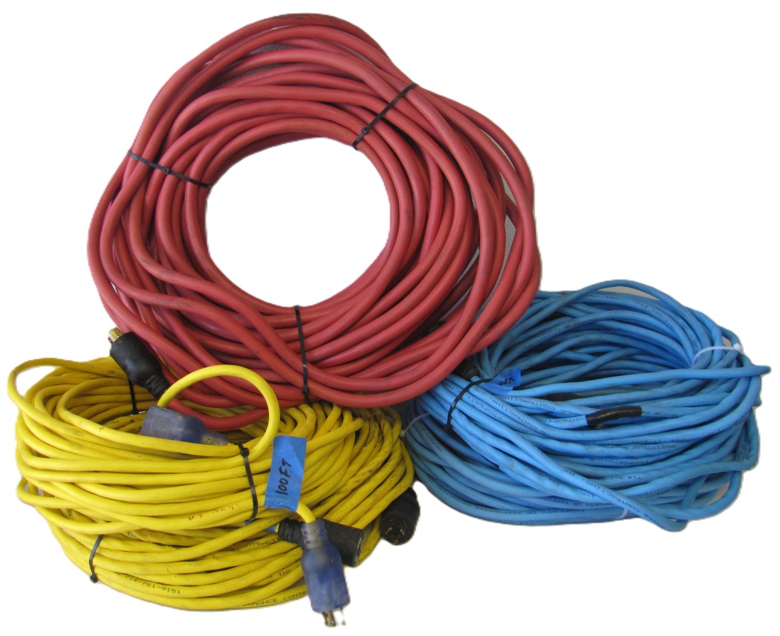 Lot of 5 100ft Twist Lock Power Cable Extension Cord for Spider Box Distribution
