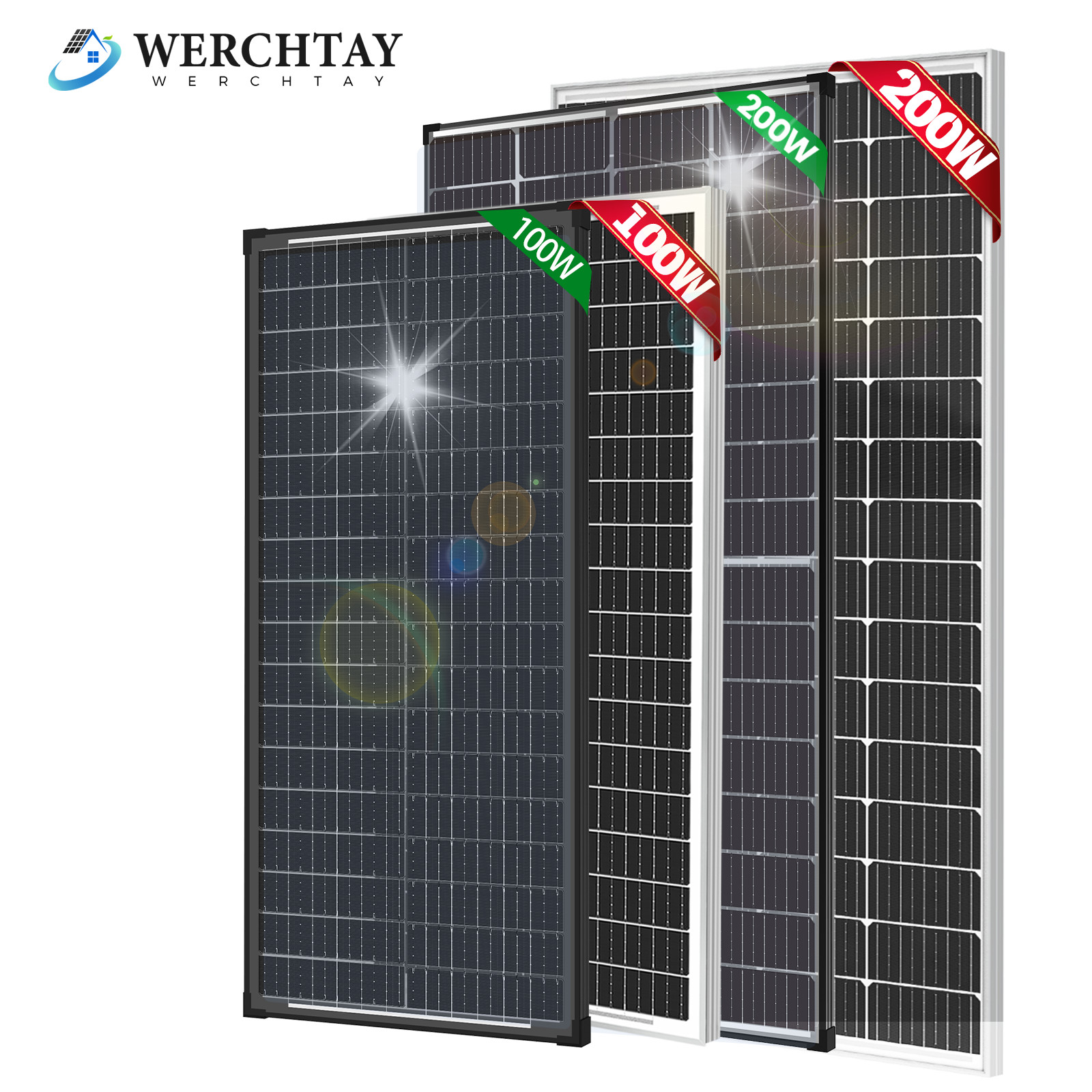 100W 200W 300W 400W Watt 12V Monocrystalline Solar Panel Home RV Charger OffGrid
