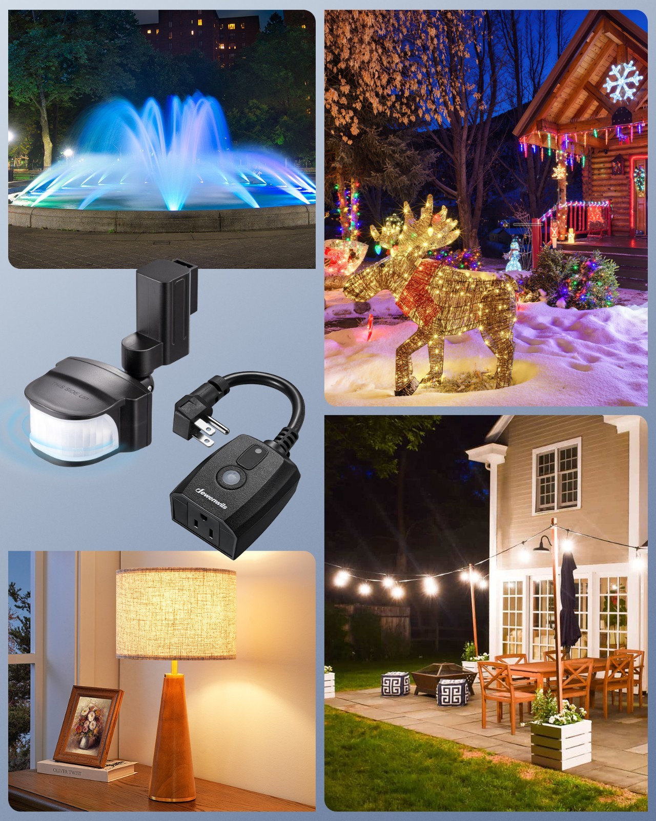 DEWENWILS Wireless Motion Sensor Outlet, No Wiring, Indoor Outdoor, 50FT Range