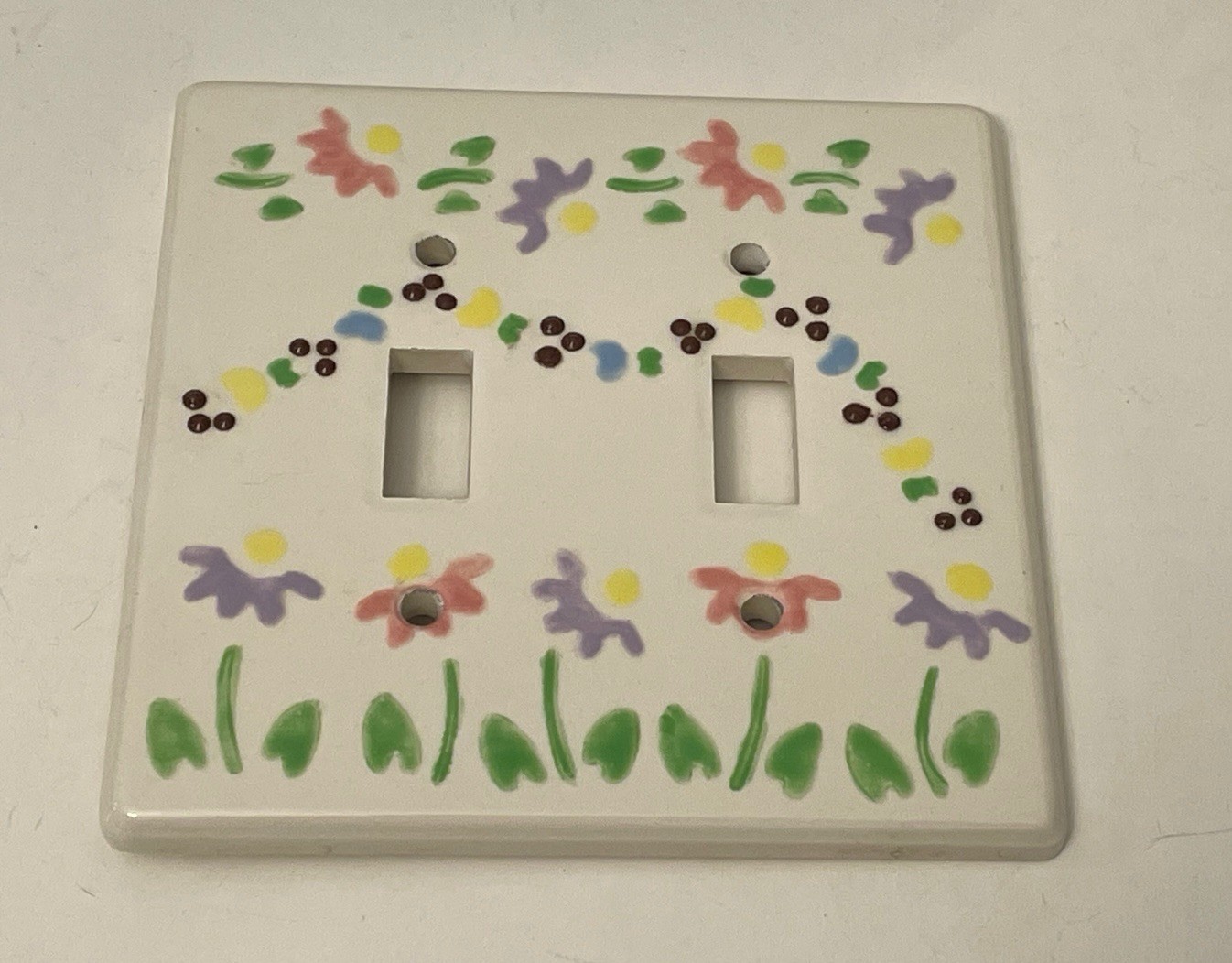 Ceramic Double Light Switch Cover Plate Hand Painted