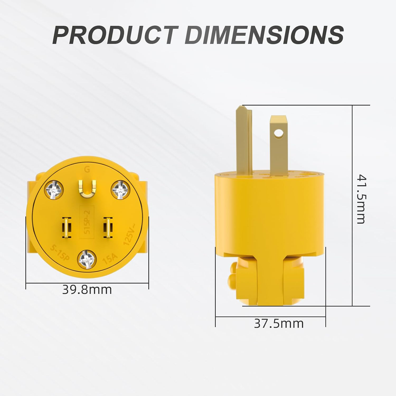 Extension Cord Ends Electrical Replacement Plug 3 Prong,Nema 5-15P 15A 125V 2Pol
