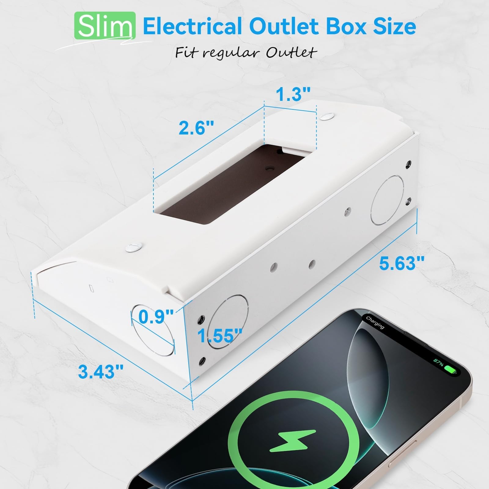 Under Cabinet Outlet Box – Easy Install, Knock-Out Holes, Hidden Outlets, Fits S