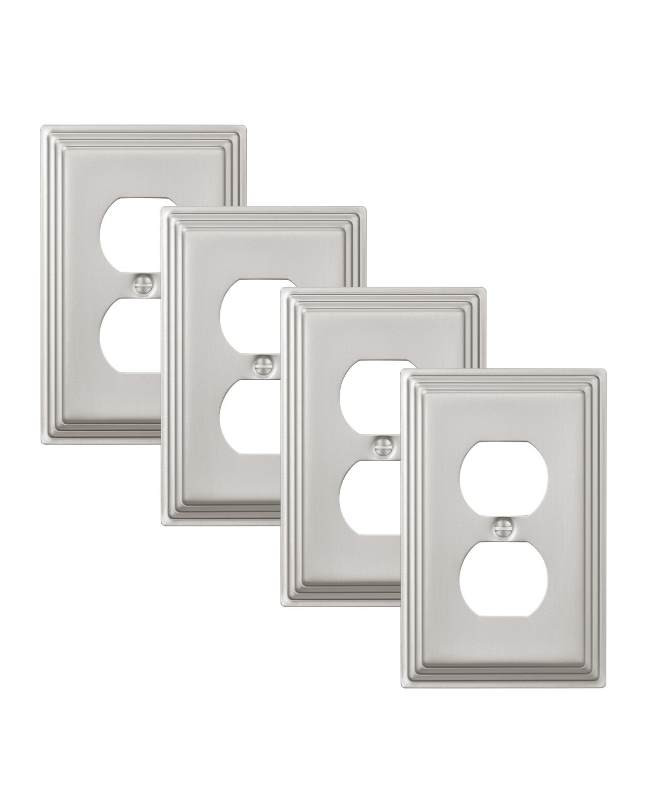 DEWENWILS 4-Pack Brushed Nickel Outlet Covers Decorative Metal Wall Plates