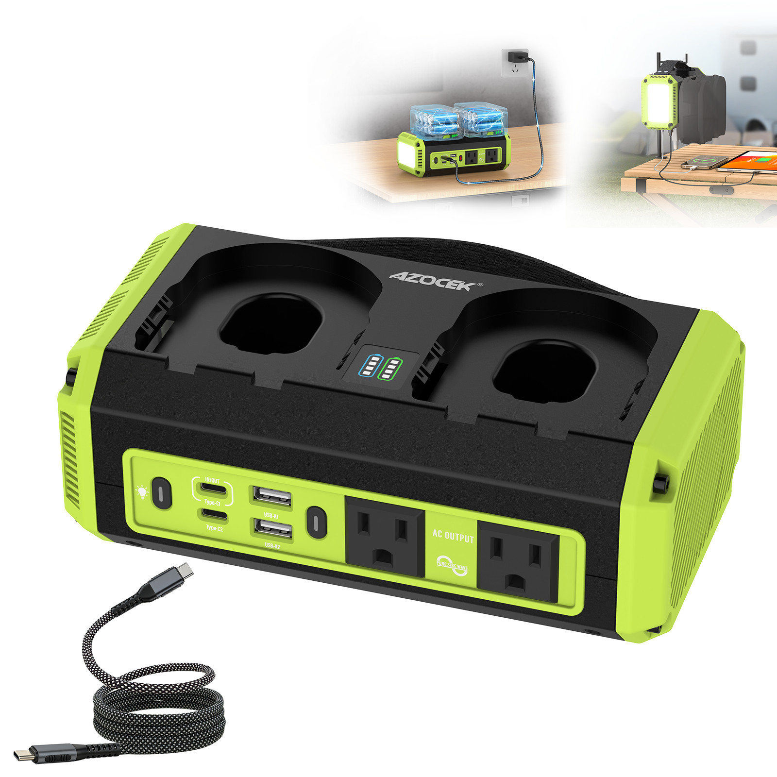 USB Type-C PD 3.1 140W,350W Power Inverter Compatible with Ryobi 18V Battery