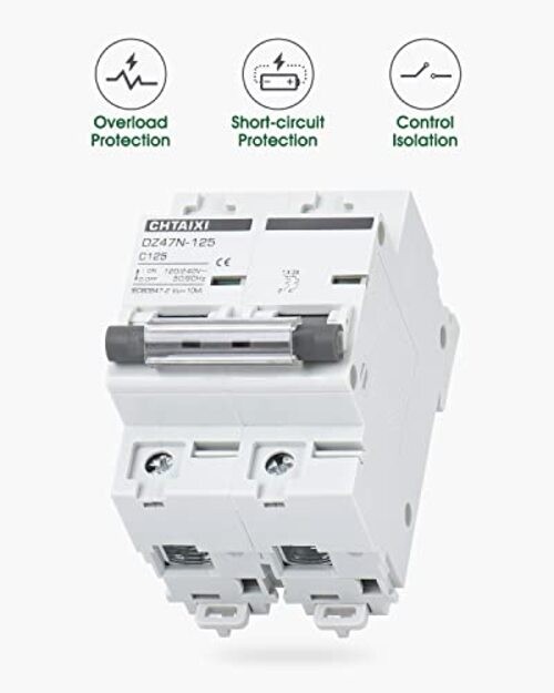 AC Miniature Circuit Breaker 120V/240V DIN Rail Mount 47N125 2 Pole 80 Amp