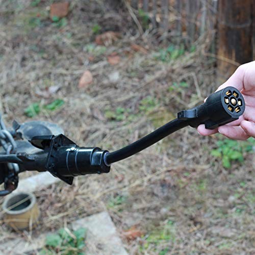 7 Way 12 Feet Trailer Extension Cord, 7 Way Trailer Plug Inline Cord 12 Foot