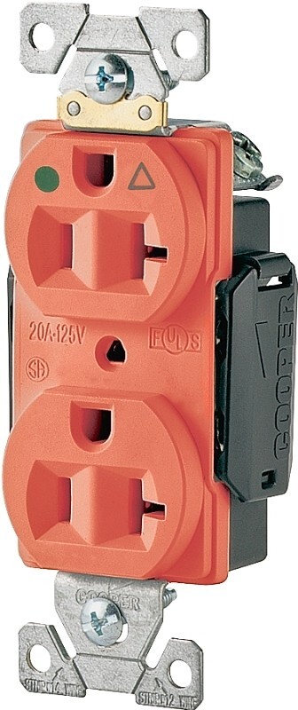 Eaton IG8300RN ORANGE Duplex Receptacle, 2 -Pole, 20 A, 125 V, Back, Side Wiring