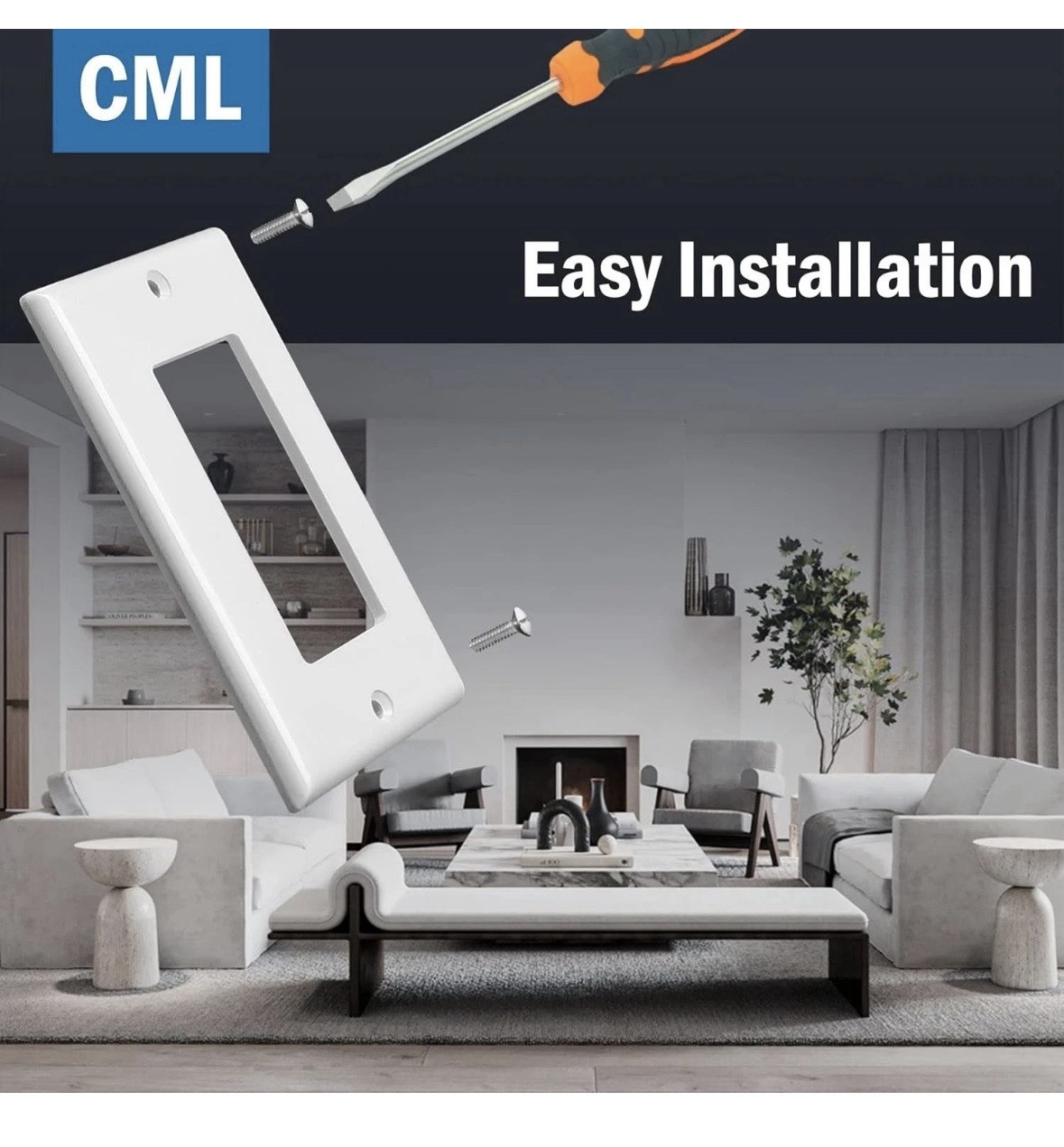 CML Decorator Wall Plates, 50 Pack Electrical 1-Gang 50 Pack, Gloss White