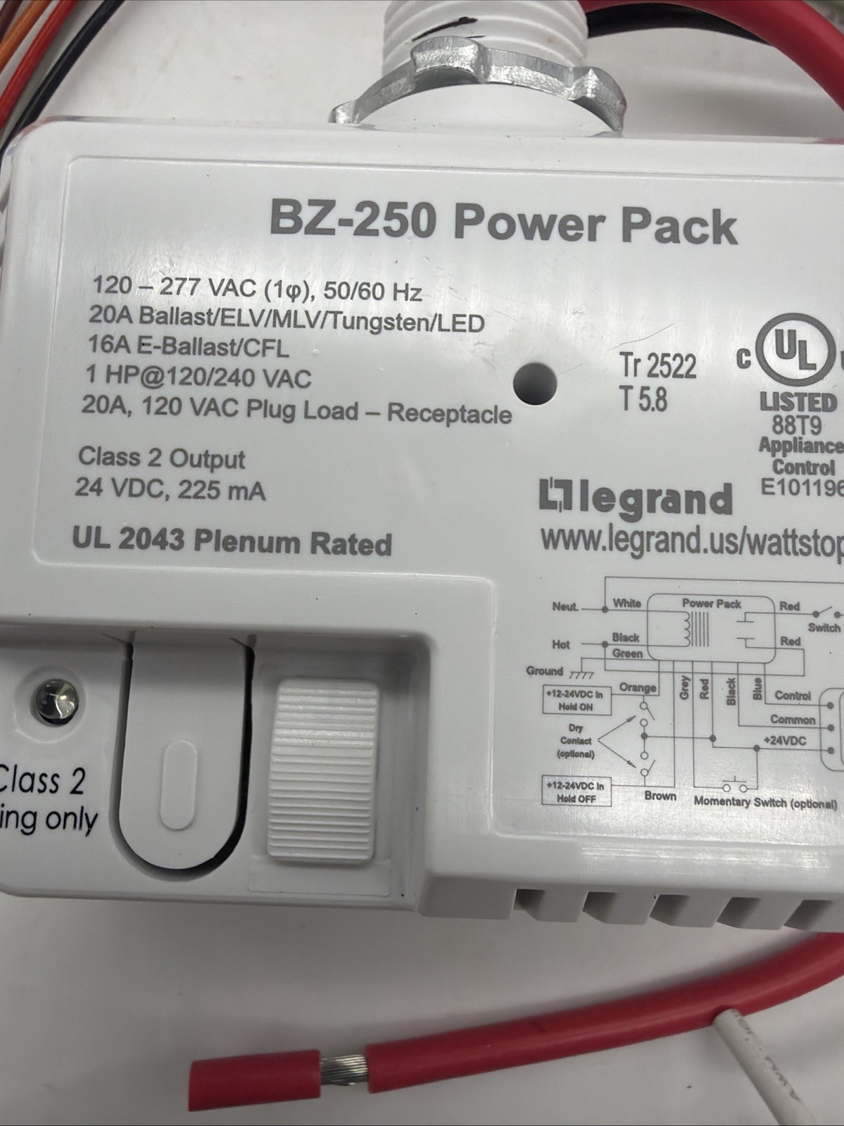 Wattstopper BZ-250 Power Pack 120-277V 24VDC 225mA Auto-On Manual-On Open Box